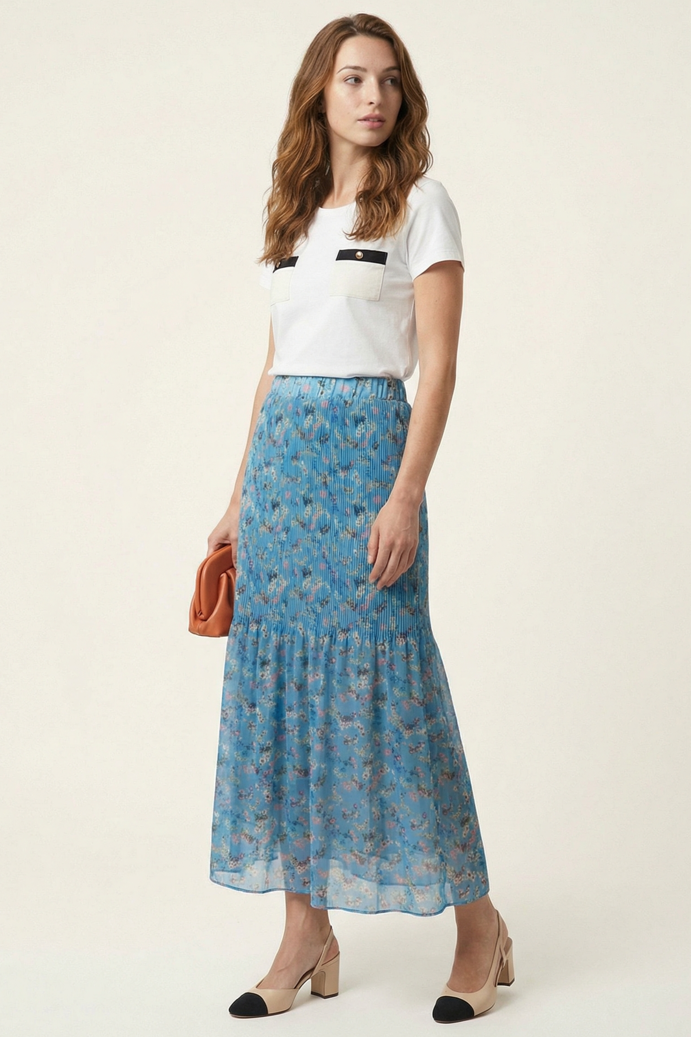 Falda azul rayas plisada de gasa en rayas Lolitas&L