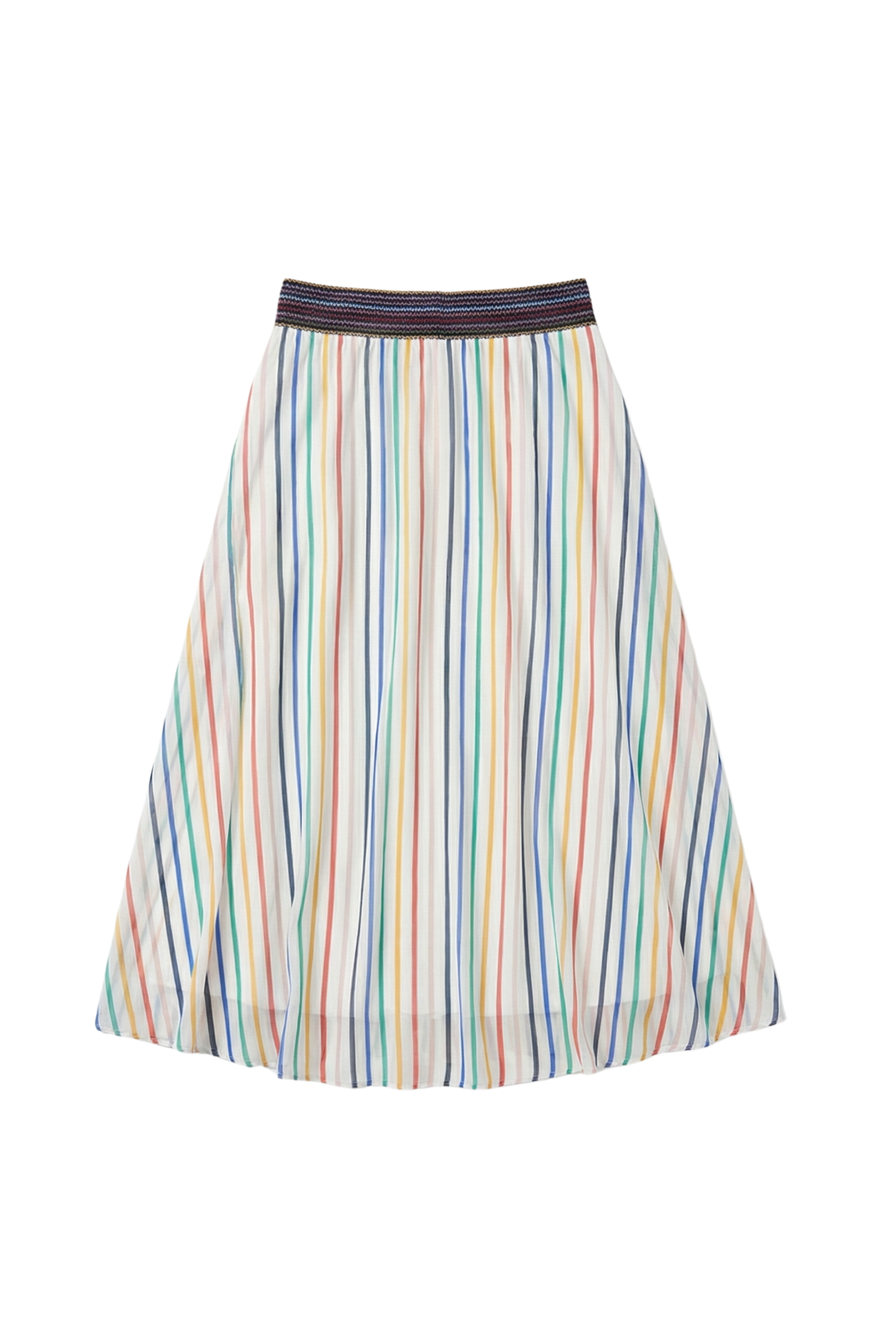 Falda blanca larga estampado rayas multicolor LolitasyL