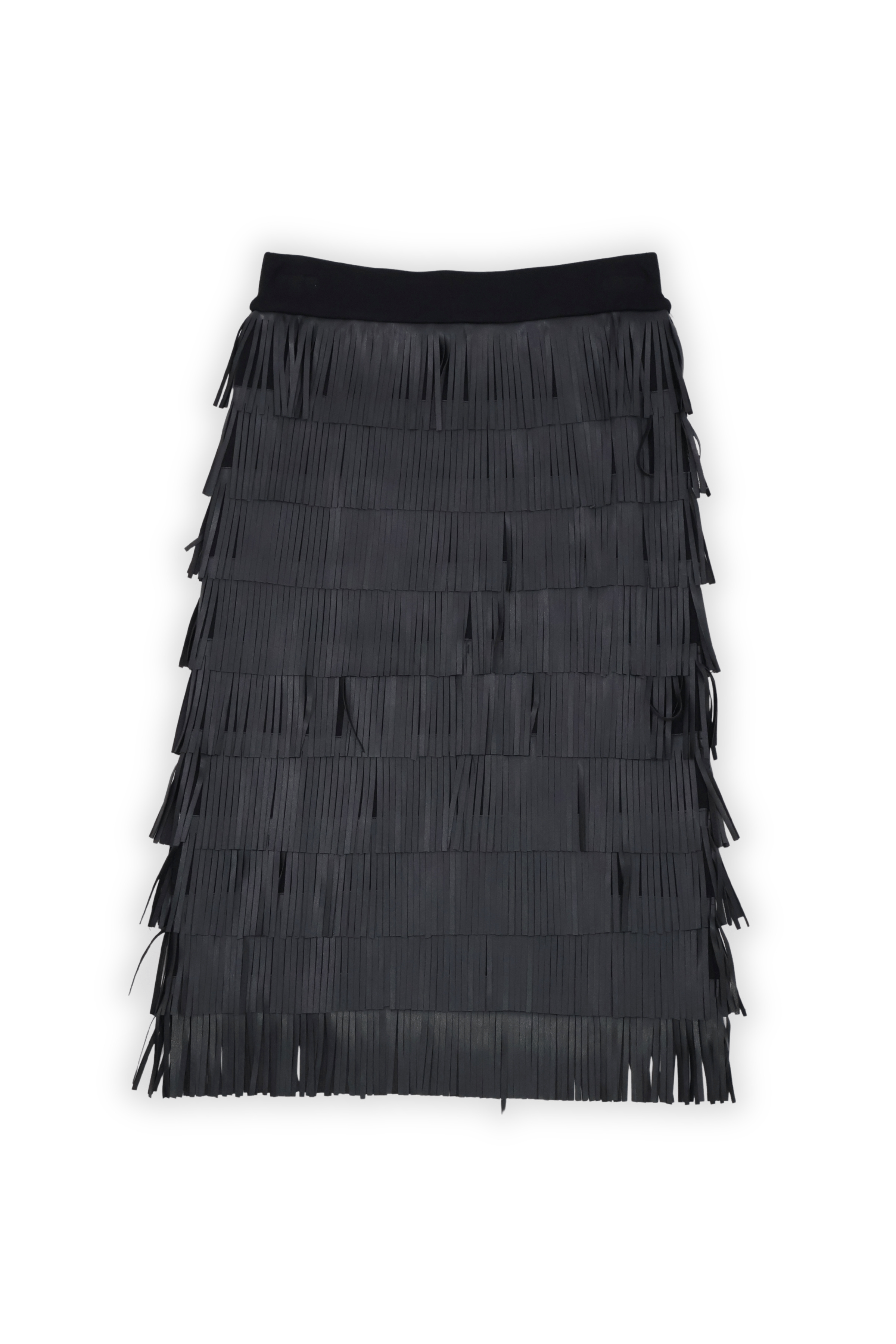 Falda de flecos negra en polipiel Lolitas&L - lolitasyl.com