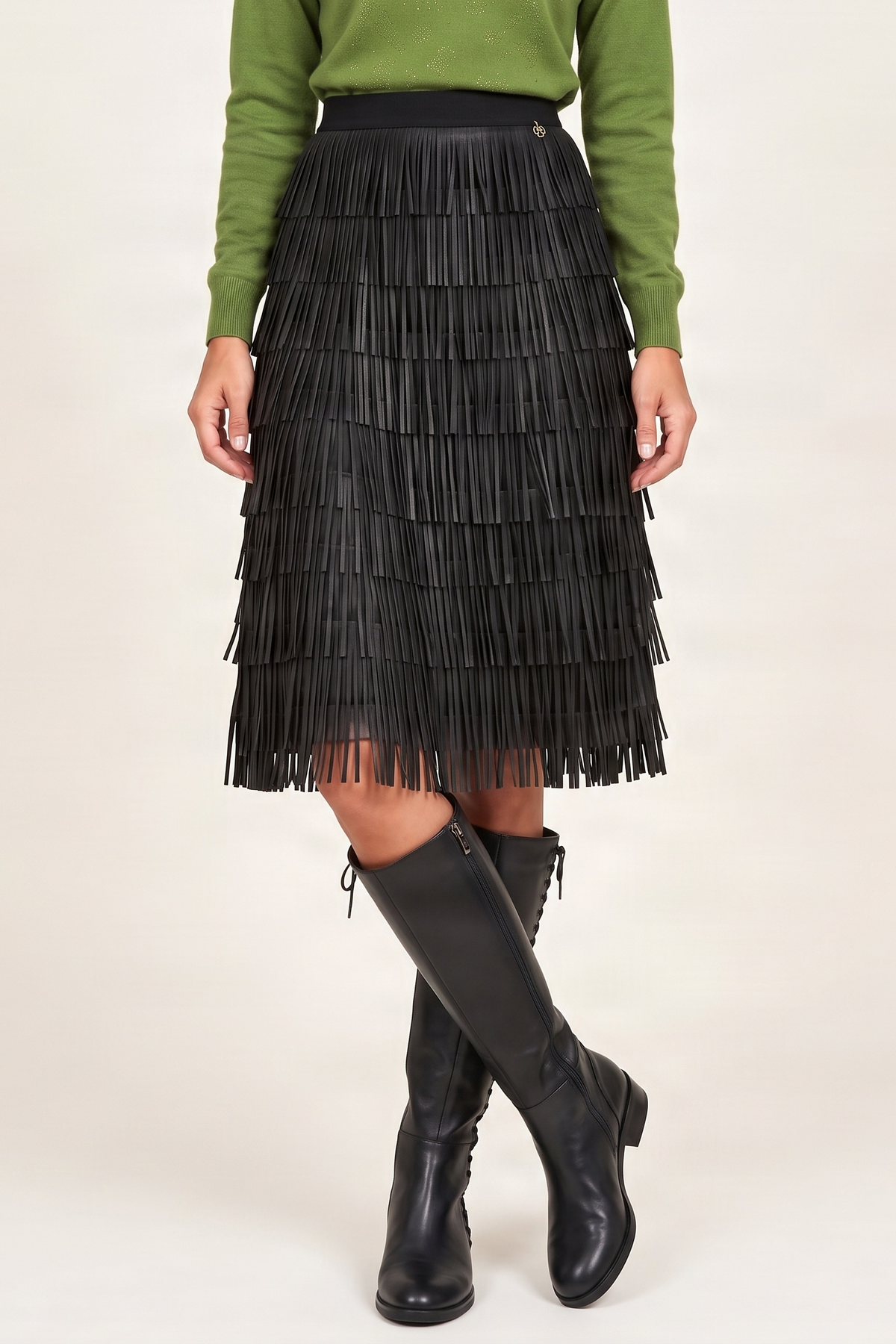 Falda de flecos negra en polipiel Lolitas&L