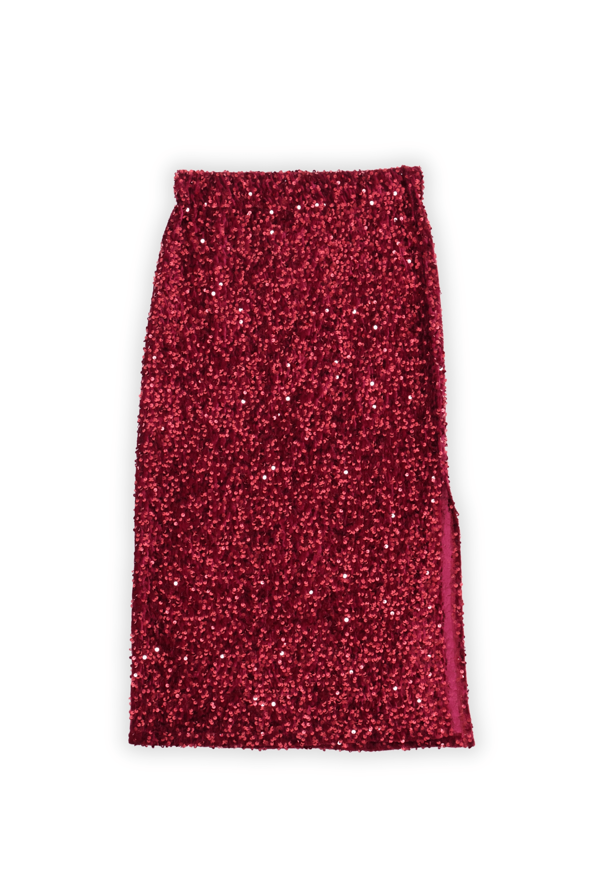 Falda granate de lentejuelas larga Lolitas&L - lolitasyl.com
