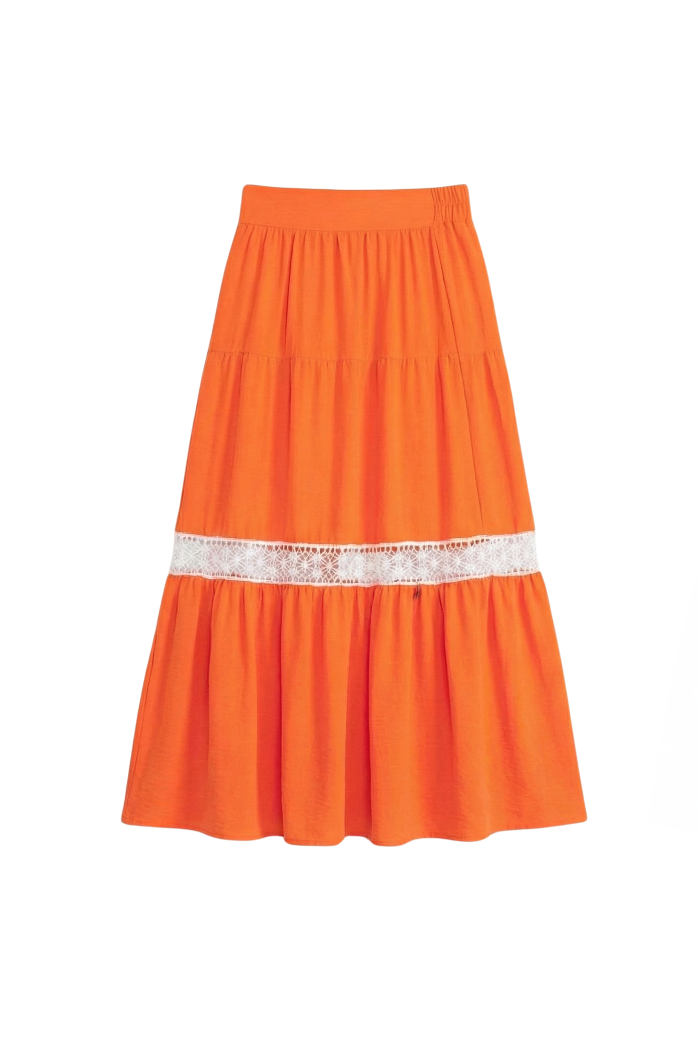 Falda larga naranja cortes con puntilla blanca LolitasyL