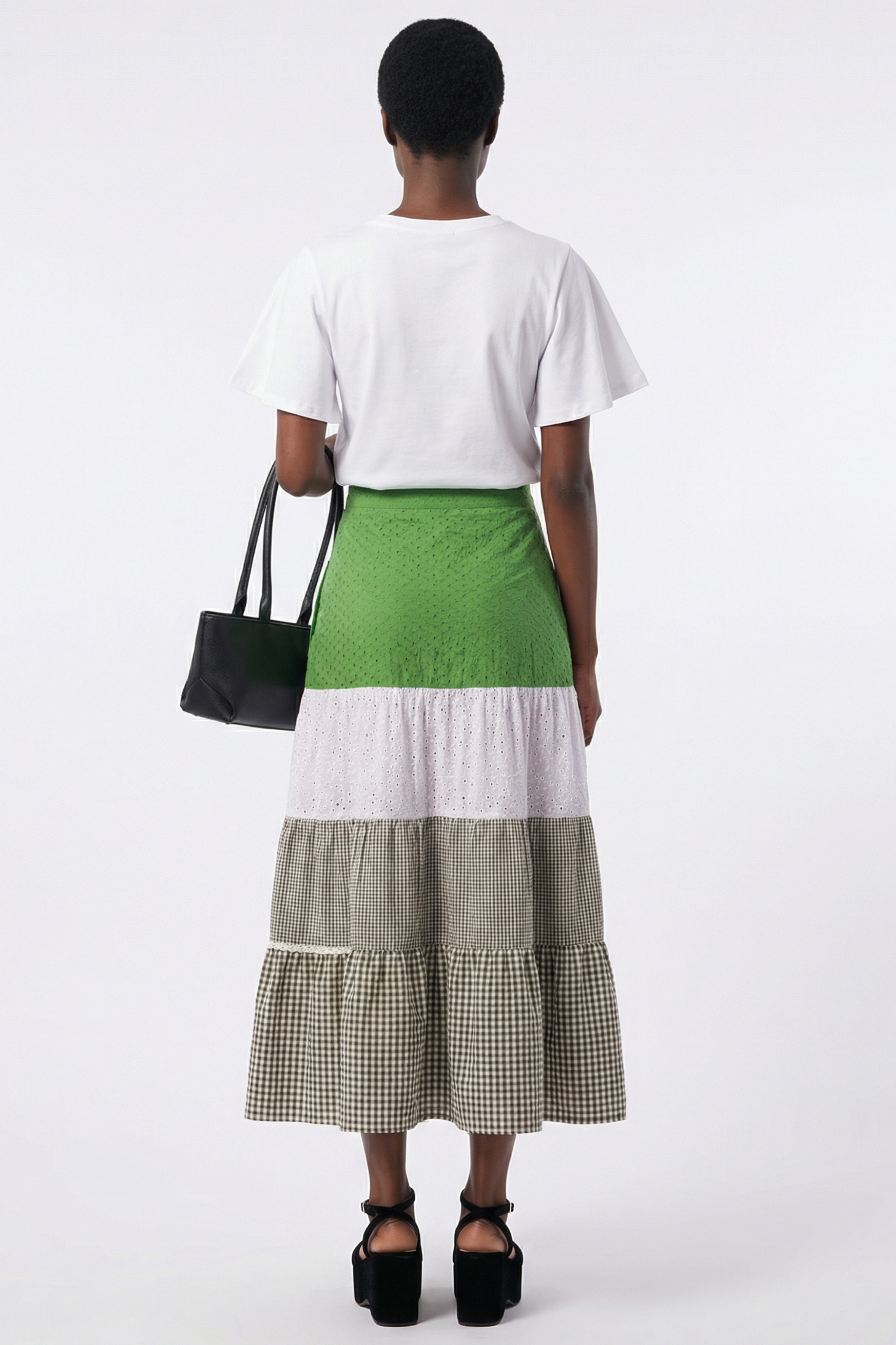 Falda larga patchwork bordado ingles y cuadro vichy Lolitas&L