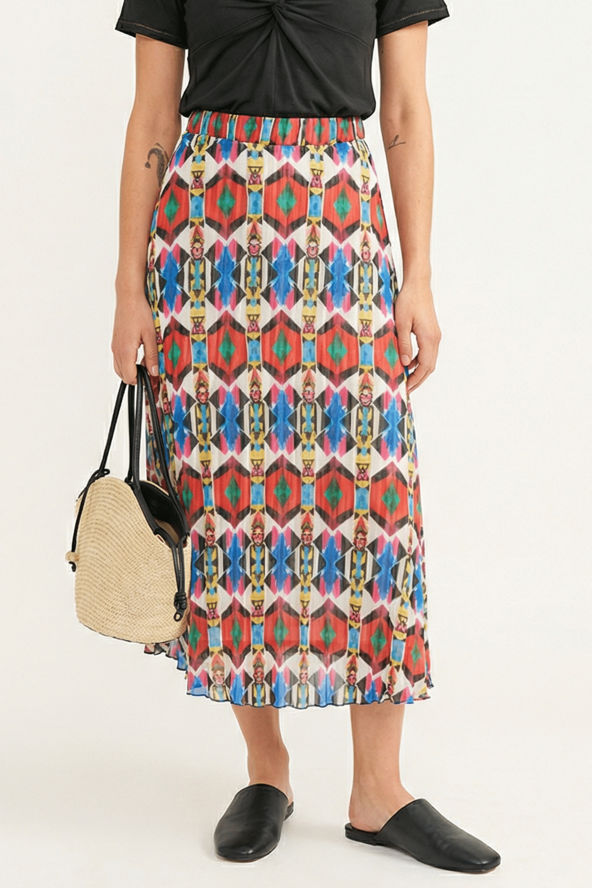 Falda larga plisada con estampado etnico Lolitas&L - lolitasyl.com
