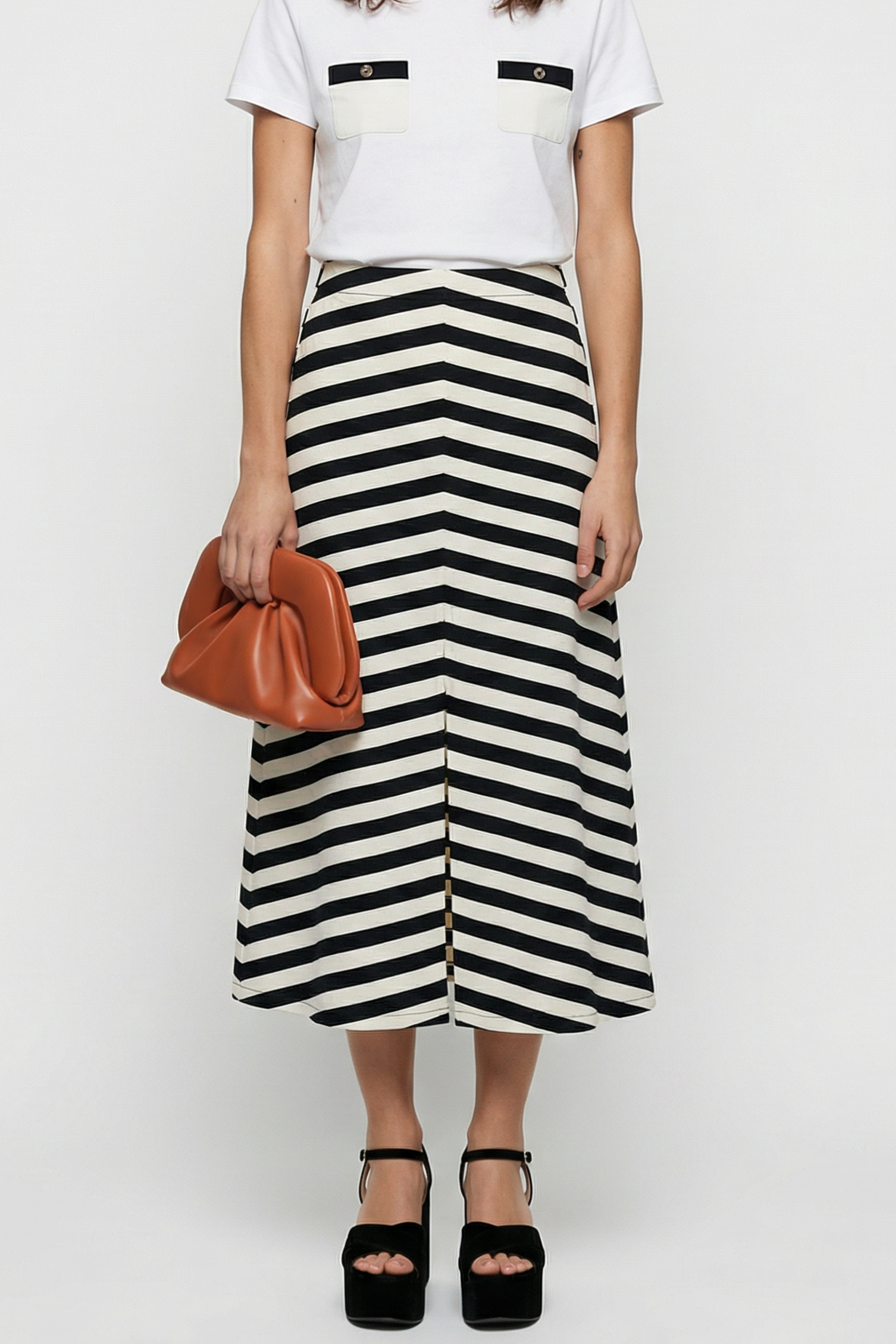 Falda larga de rayas con abertura en el delantero Lolitas&L