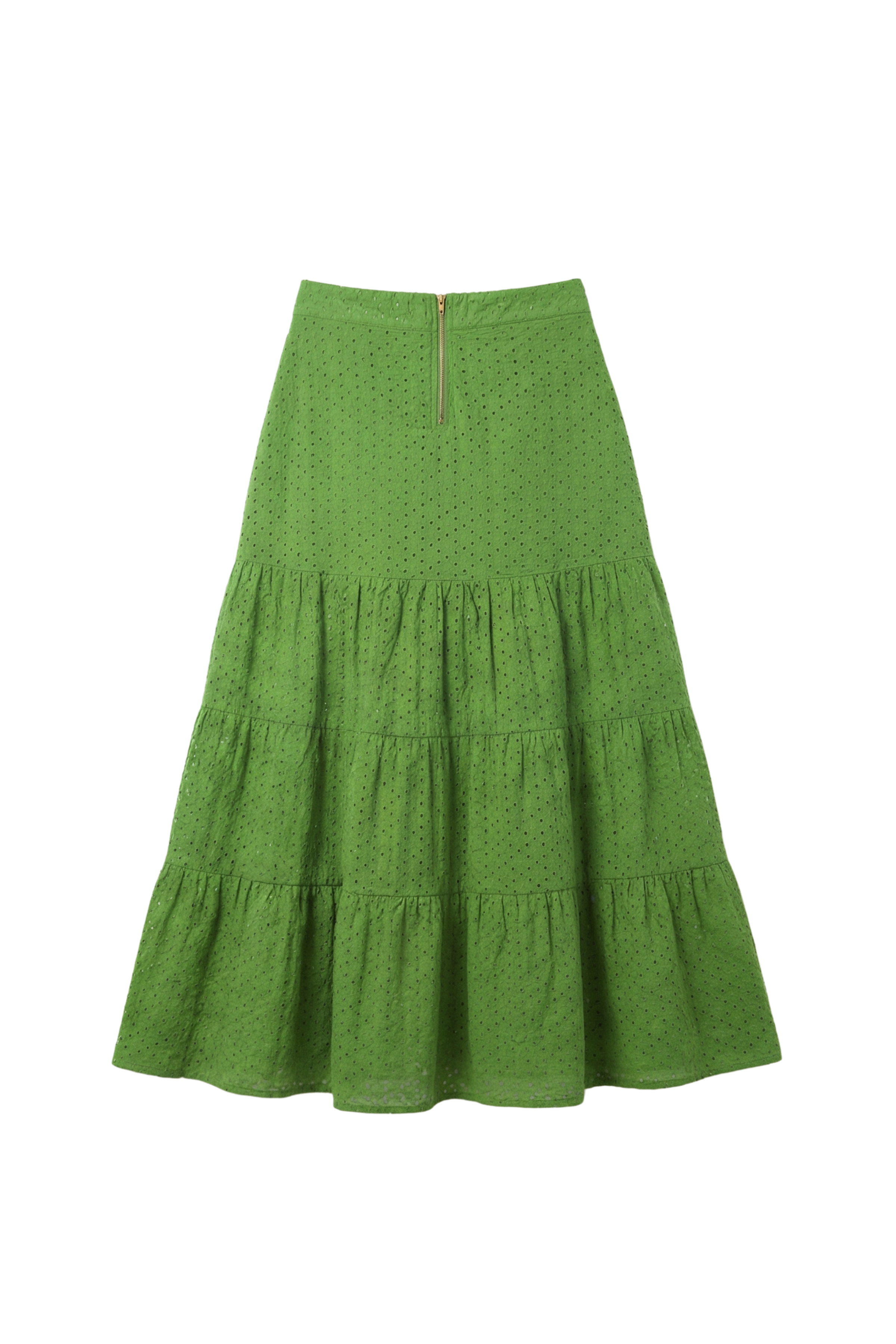 Falda larga verde en bordado ingles con cortes Lolitas&L