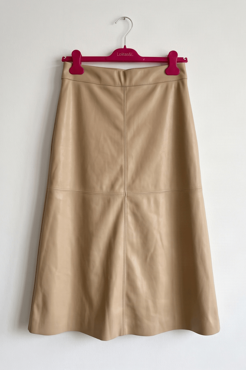 Falda Midi de Polipiel Biscotto Preloved - lolitasyl.com