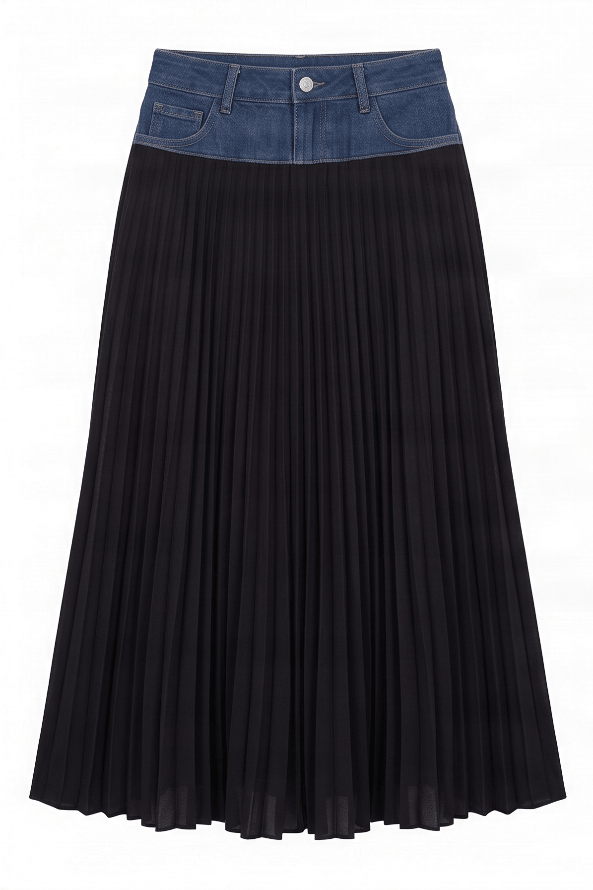 Falda mixta vaquera y plisado negro Lolitas&L - lolitasyl.com