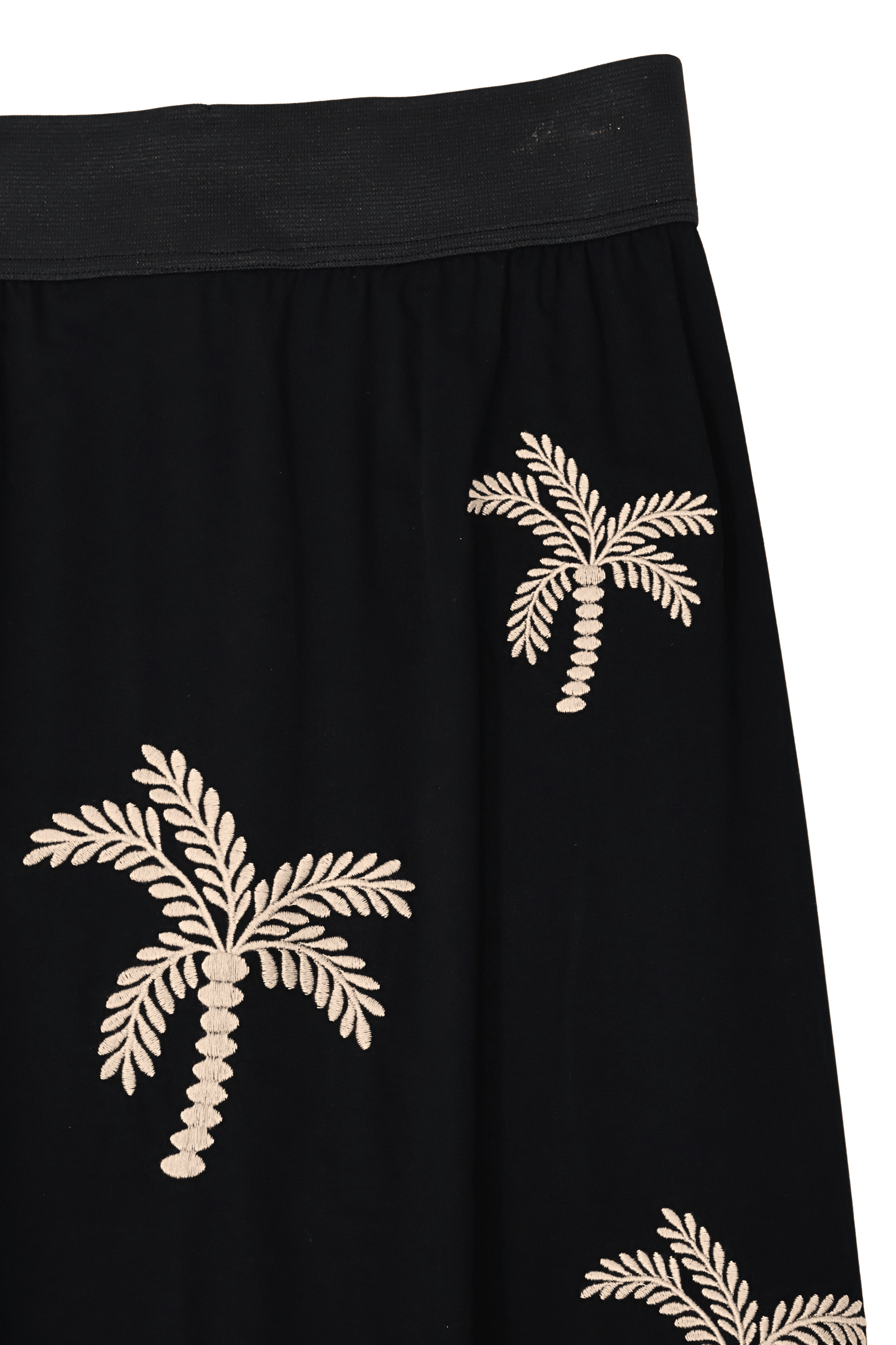 Falda negra larga bordado palmeras con goma Lolitas&L - lolitasyl.com