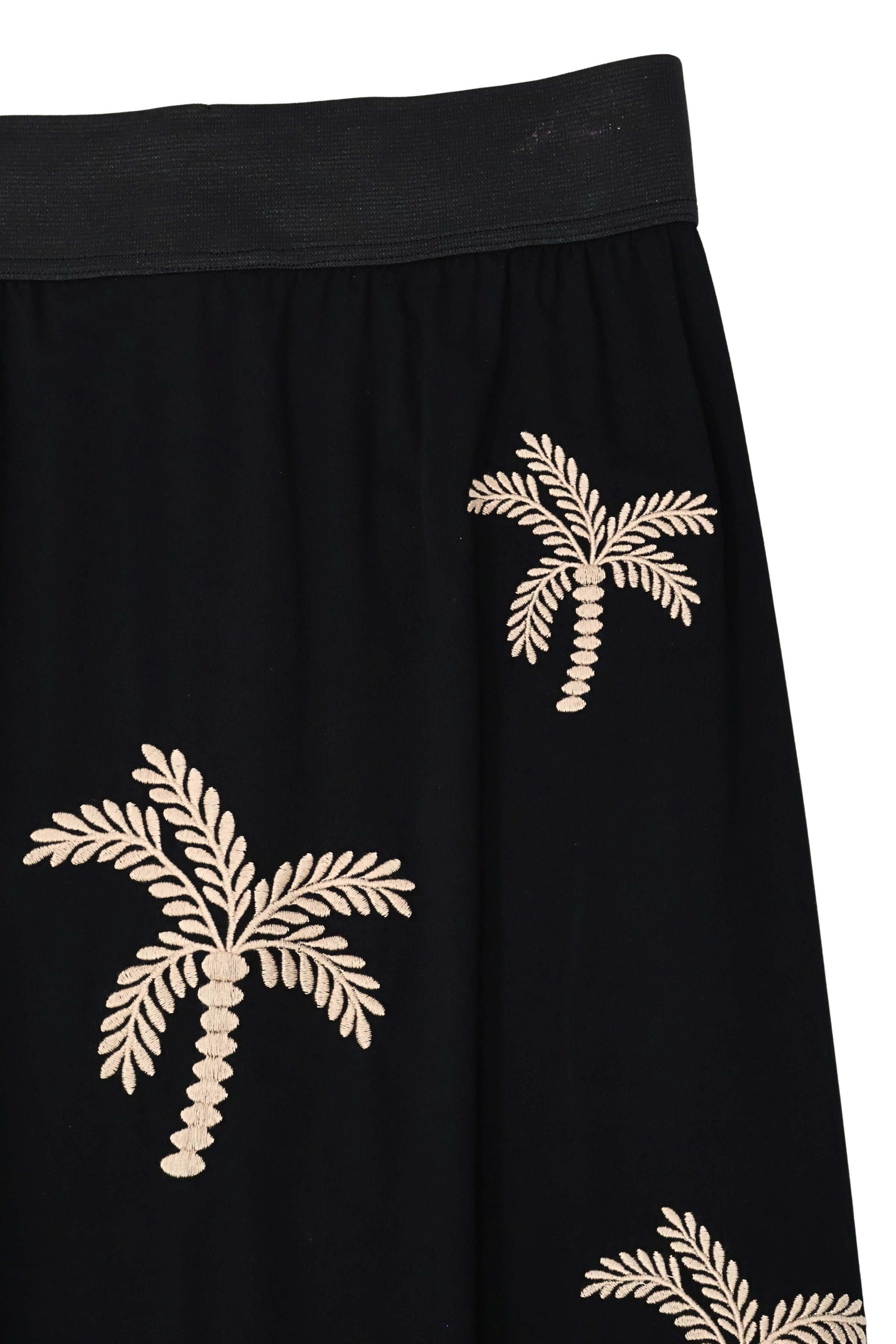 Falda negra larga bordado palmeras con goma Lolitas&L