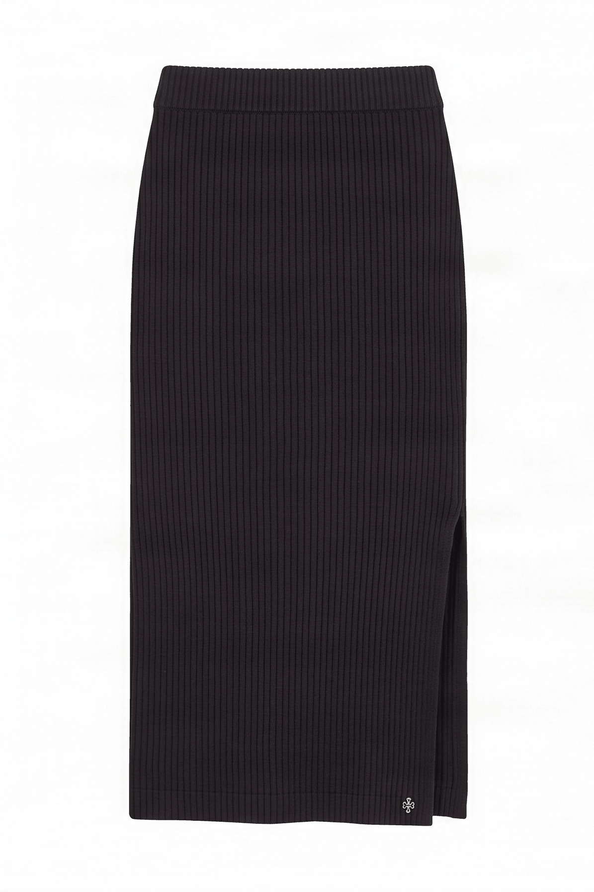 Falda negra punto jacquard rayas con abertura Lolitas&L - lolitasyl.com