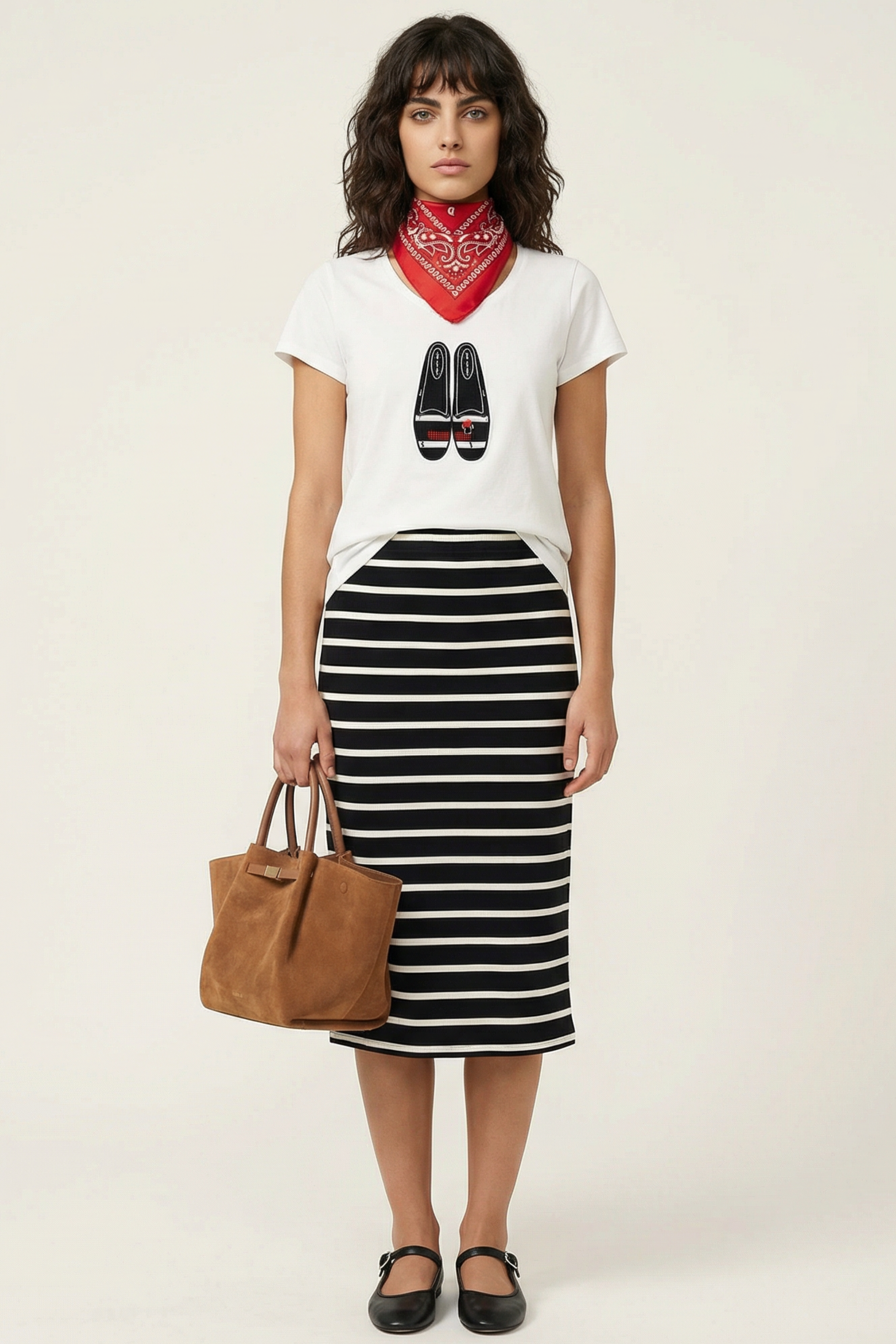 Falda negra rayas con goma y abertura lateral Lolitas&L