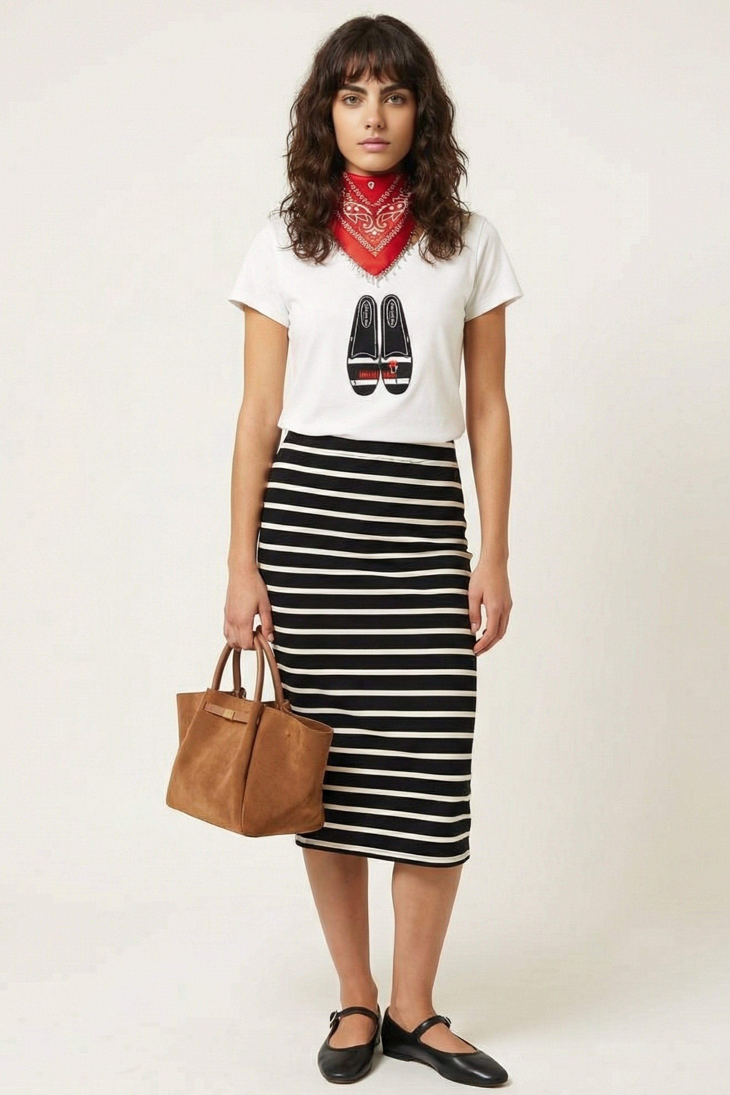 Falda negra rayas con goma y abertura lateral Lolitas&L