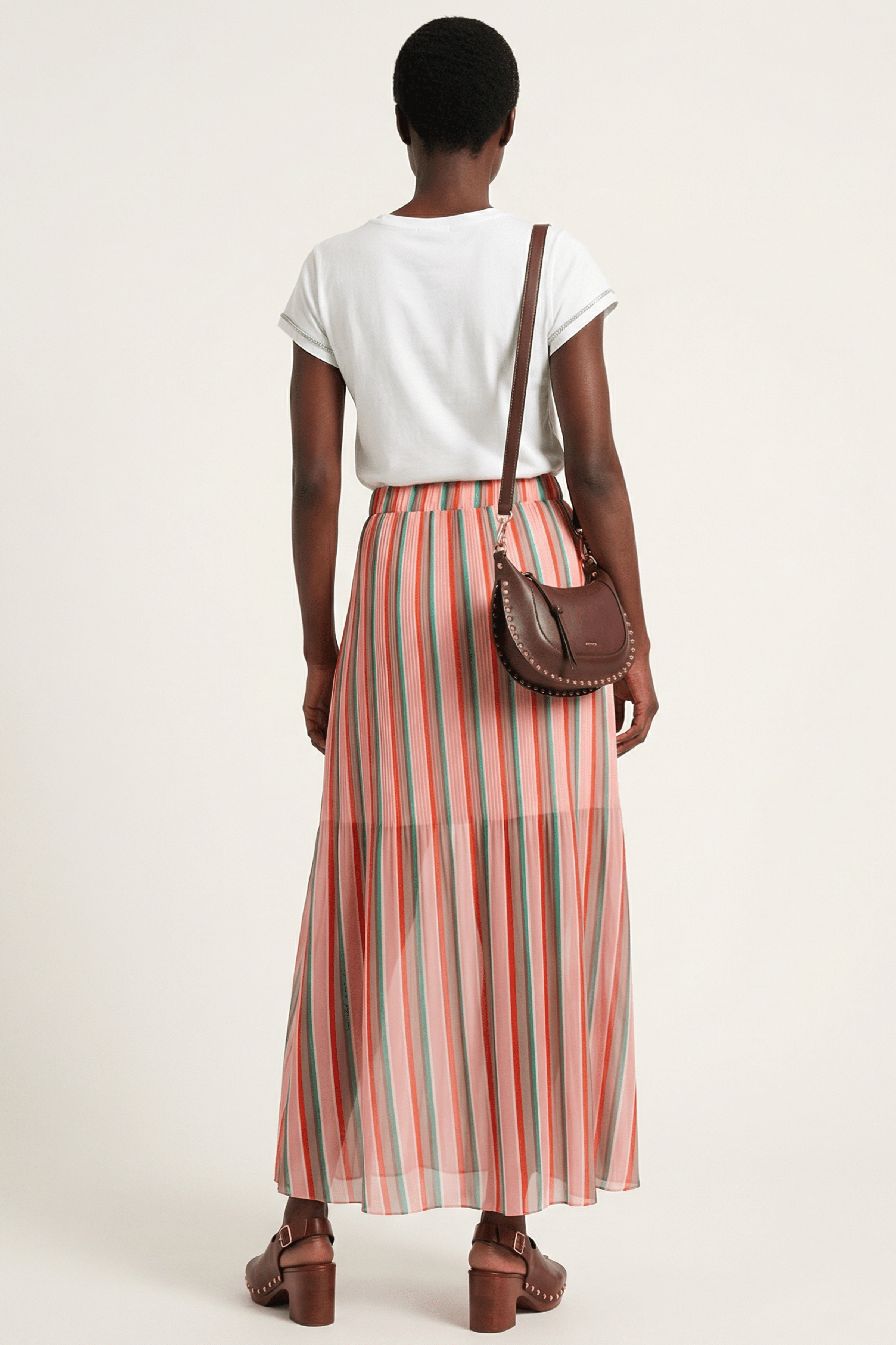 Falda rosa rayas plisada de gasa en rayas Lolitas&L - lolitasyl.com