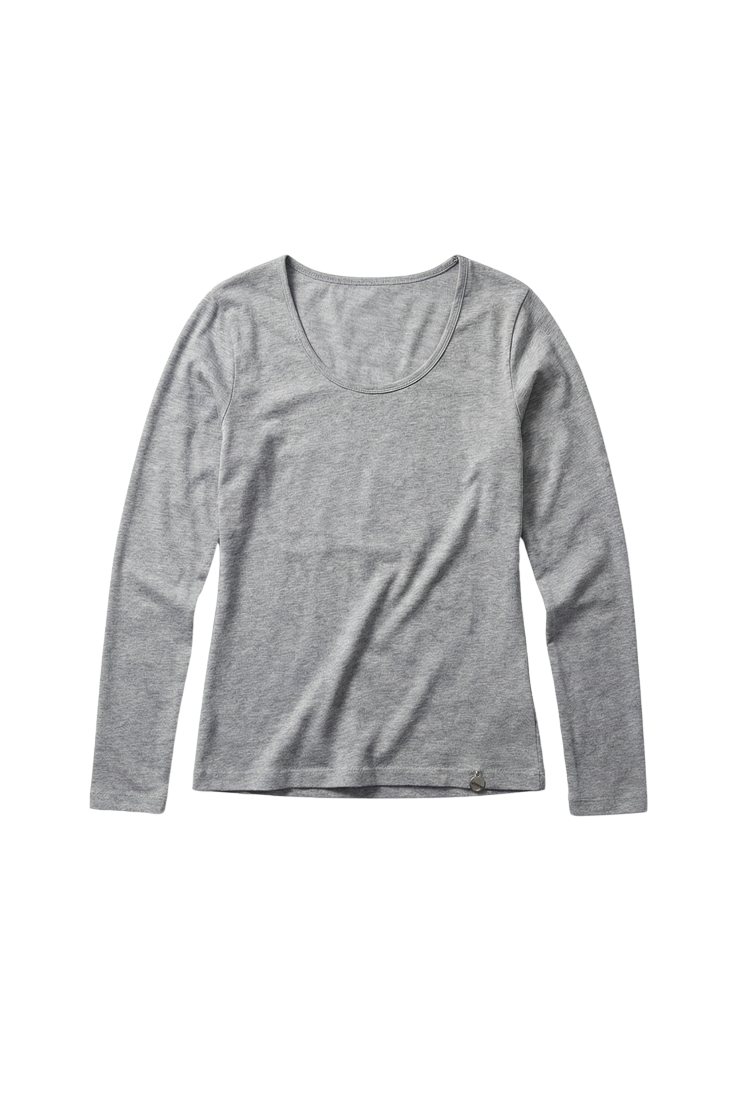 Camiseta gris vigore basica con escote collar y manga larga Lolitas&L