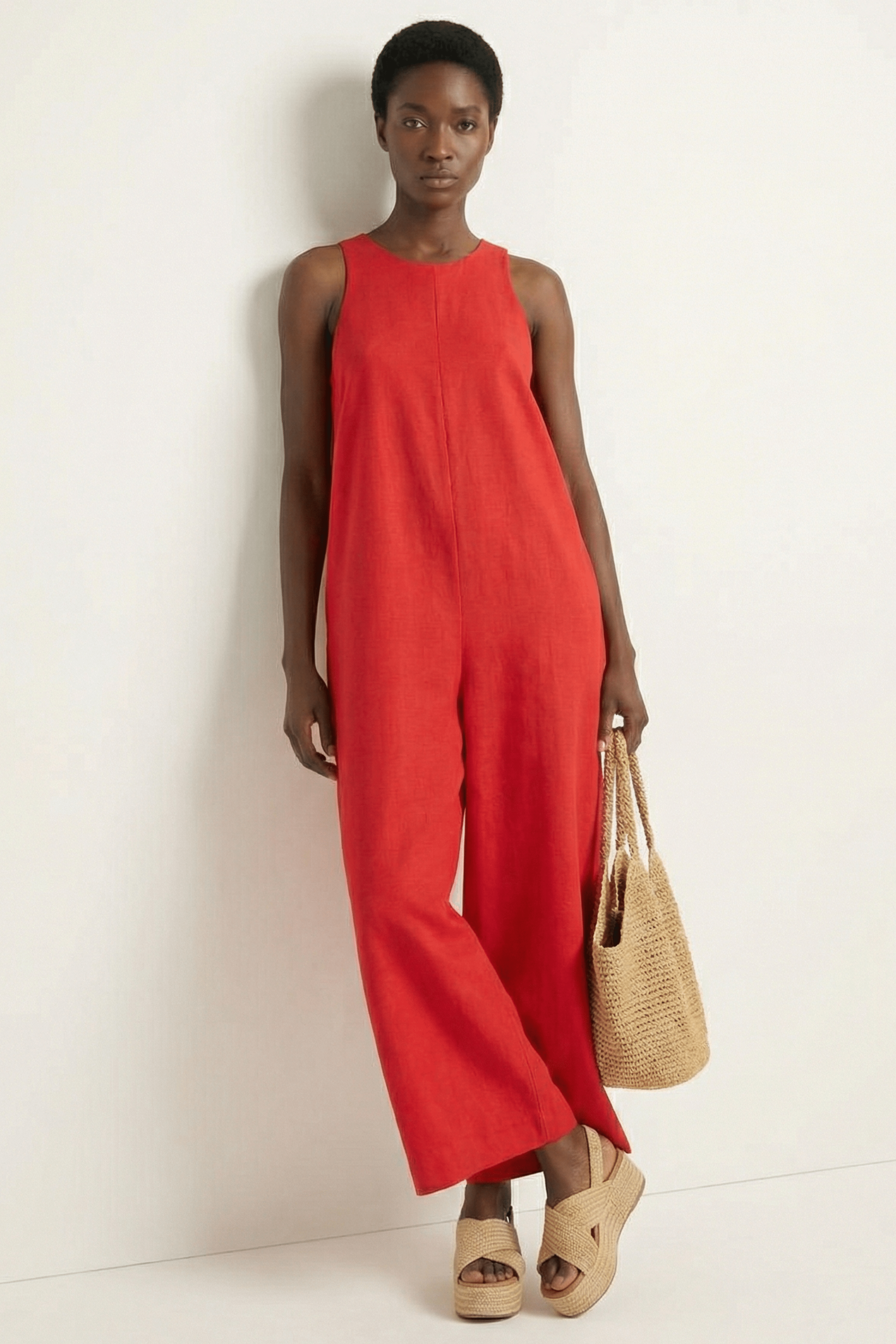 Jumpsuite rojo amplio con tirantes Lolitas&L - lolitasyl.com