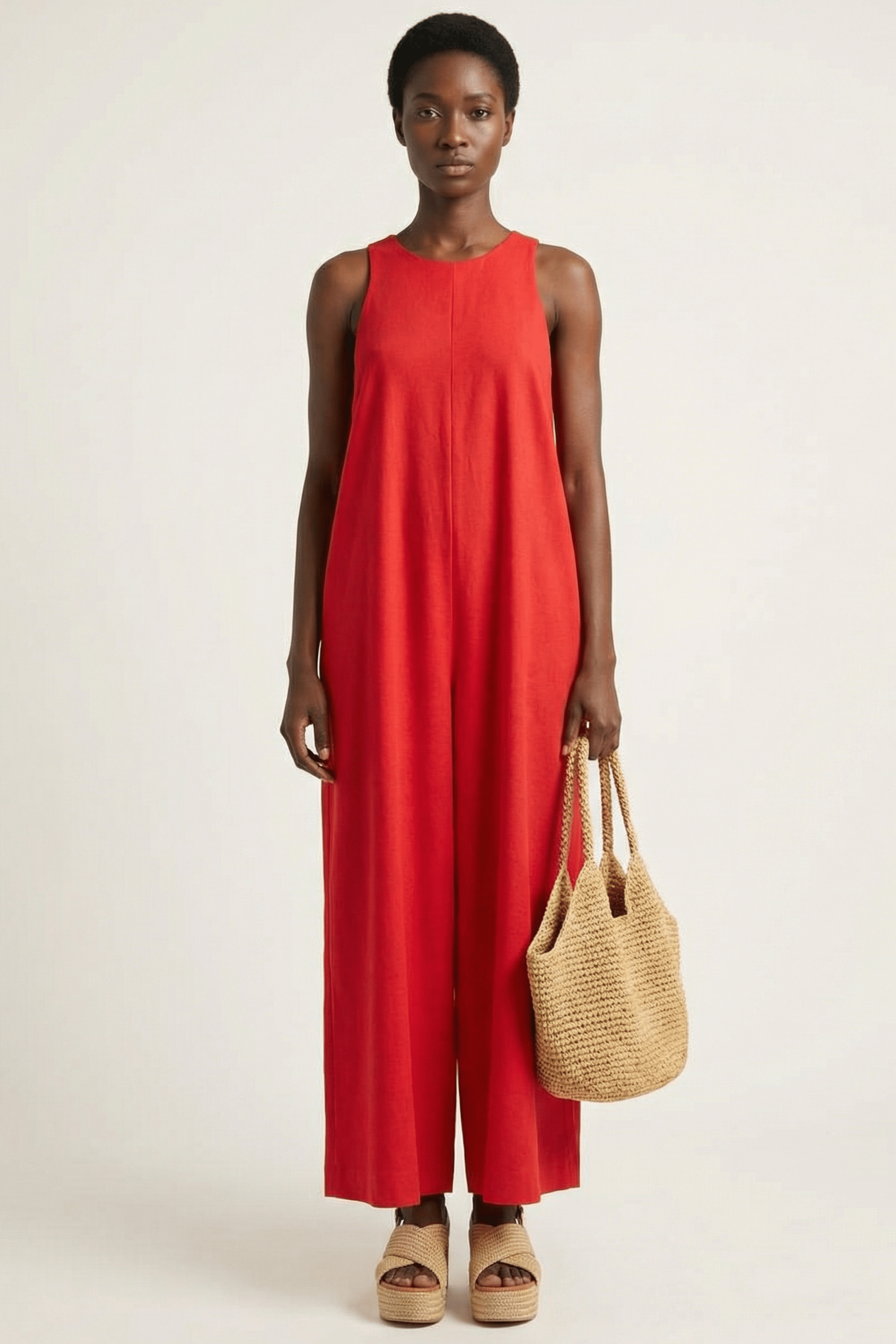 Jumpsuite rojo amplio con tirantes Lolitas&L - lolitasyl.com