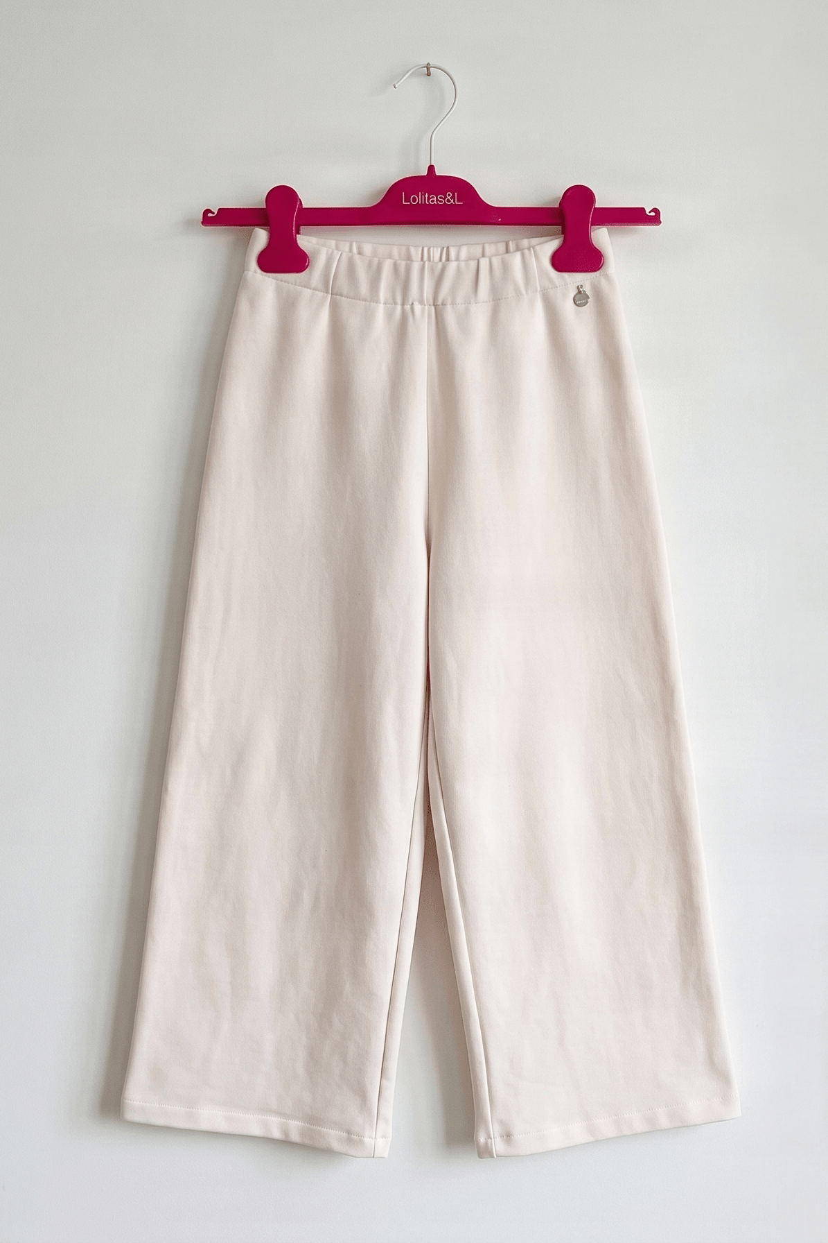Pantalón Ancho Beige con Cintura Elástica Preloved - lolitasyl.com