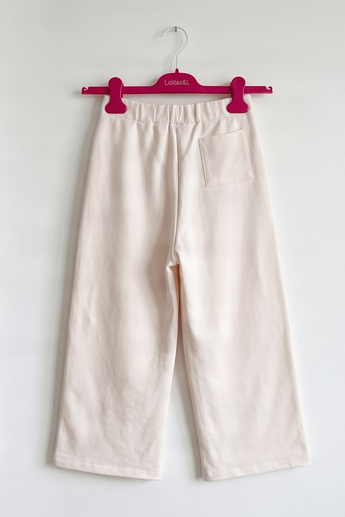 Pantalón Ancho Beige con Cintura Elástica Preloved - lolitasyl.com