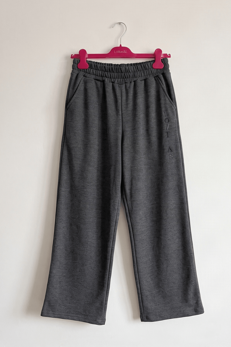 Pantalón Ancho Gris Vigoré con Bordado Lateral Preloved - lolitasyl.com