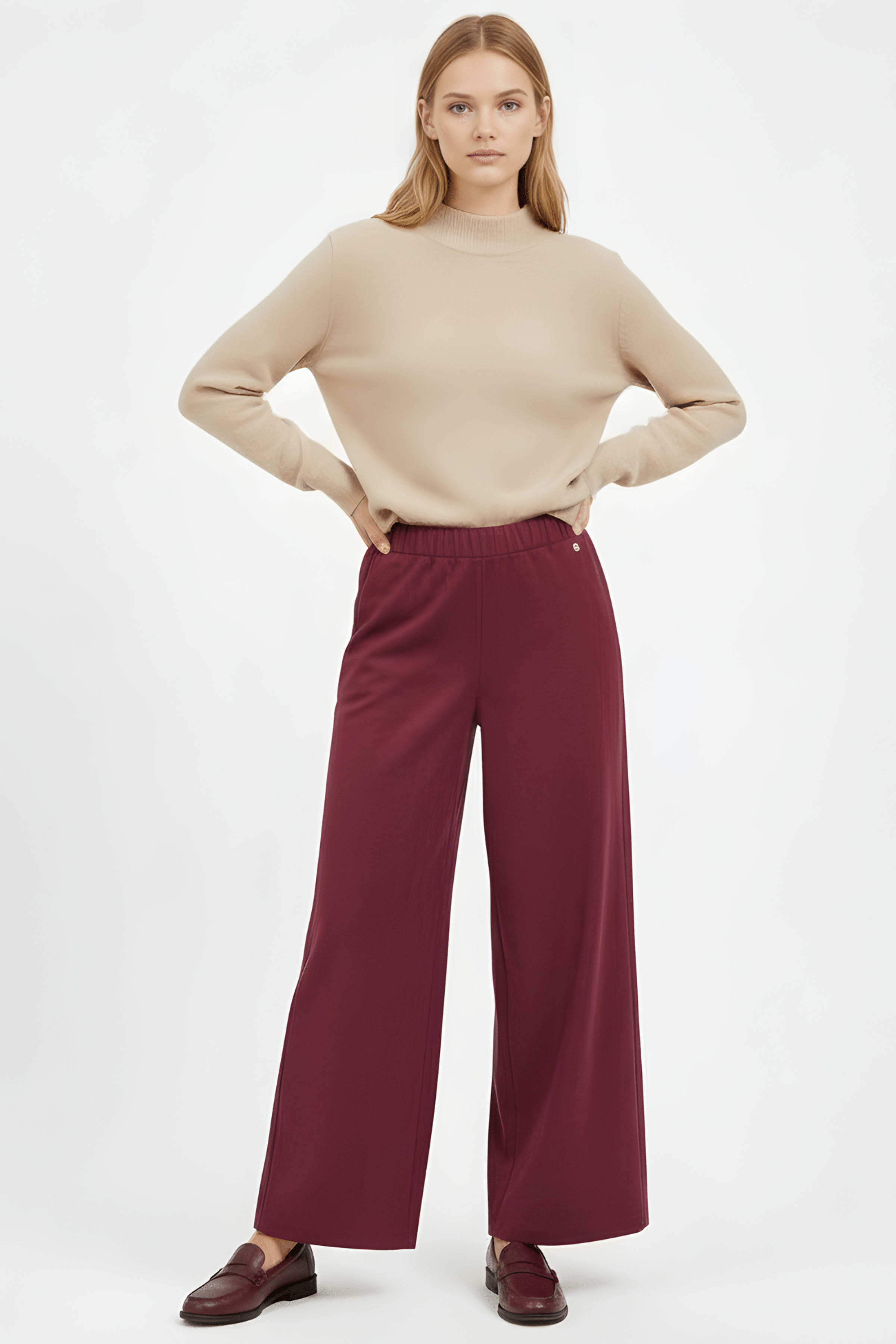 Pantalon antelina granate con cremallera en la espada Lolitas&L - lolitasyl.com