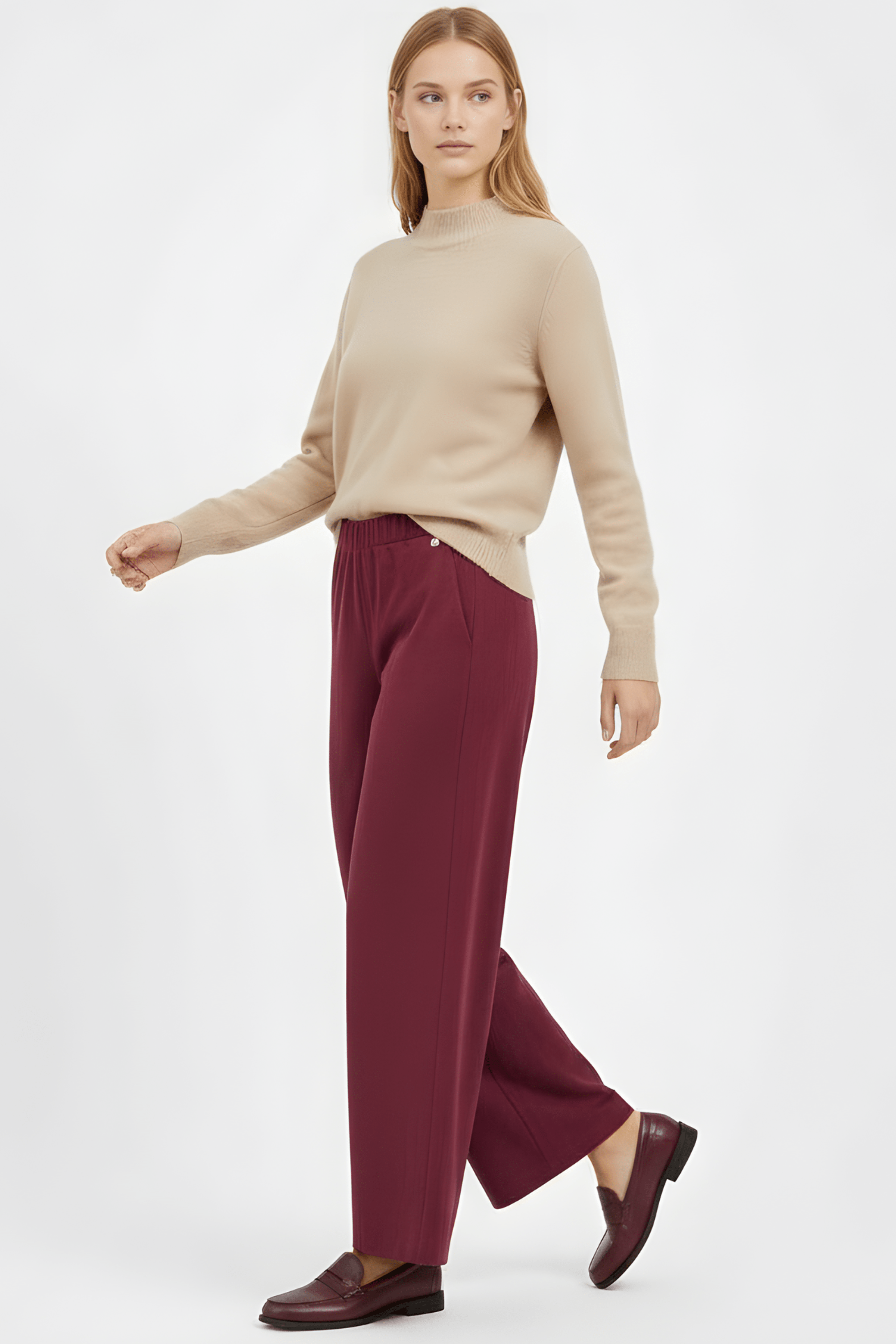 Pantalon antelina granate con cremallera en la espada Lolitas&L - lolitasyl.com