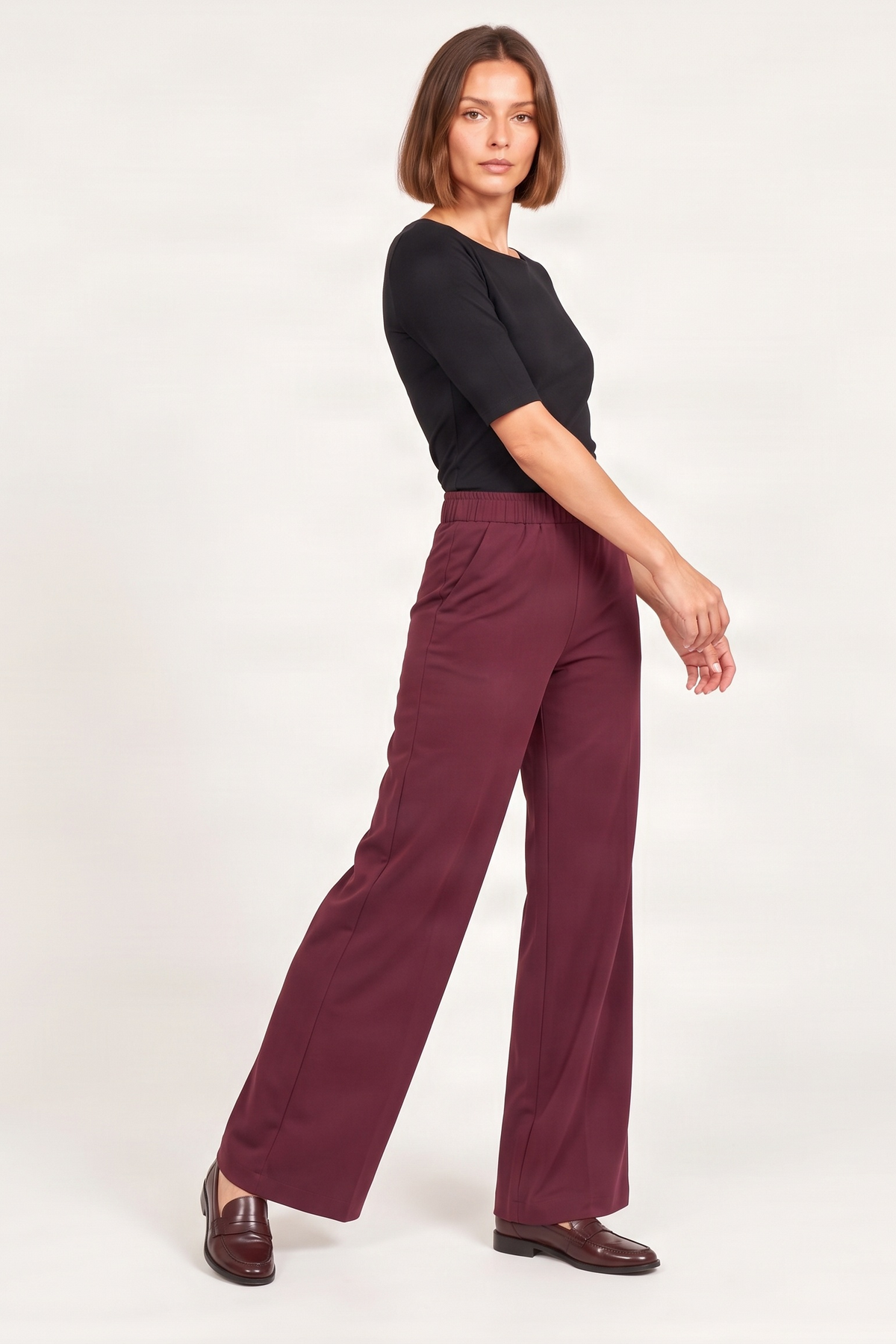 Pantalon antelina granate con cremallera en la espada Lolitas&L