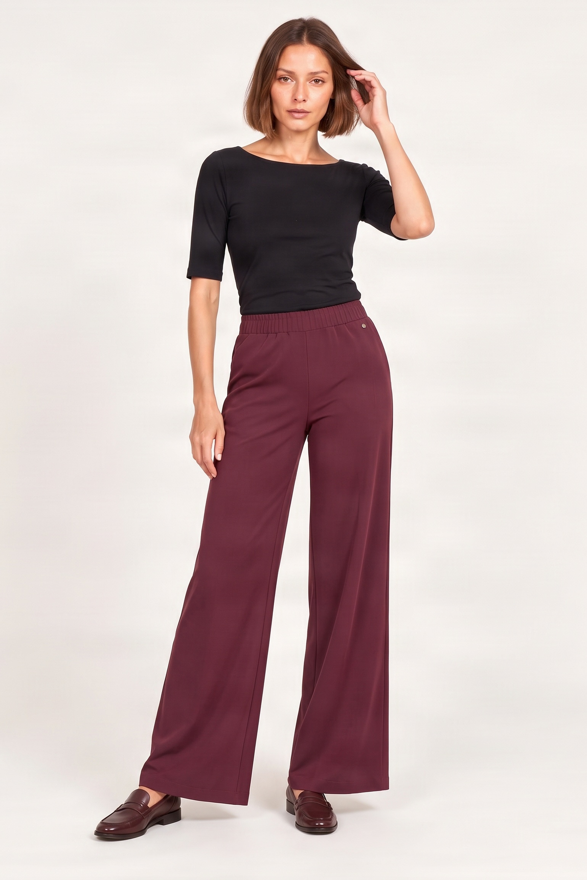 Pantalon antelina granate con cremallera en la espada Lolitas&L