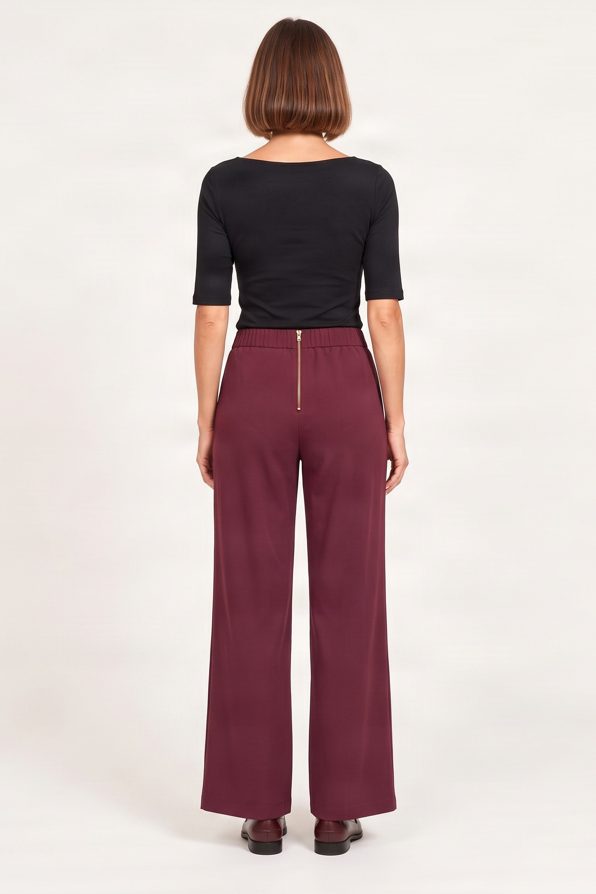 Pantalon antelina granate con cremallera en la espada Lolitas&L