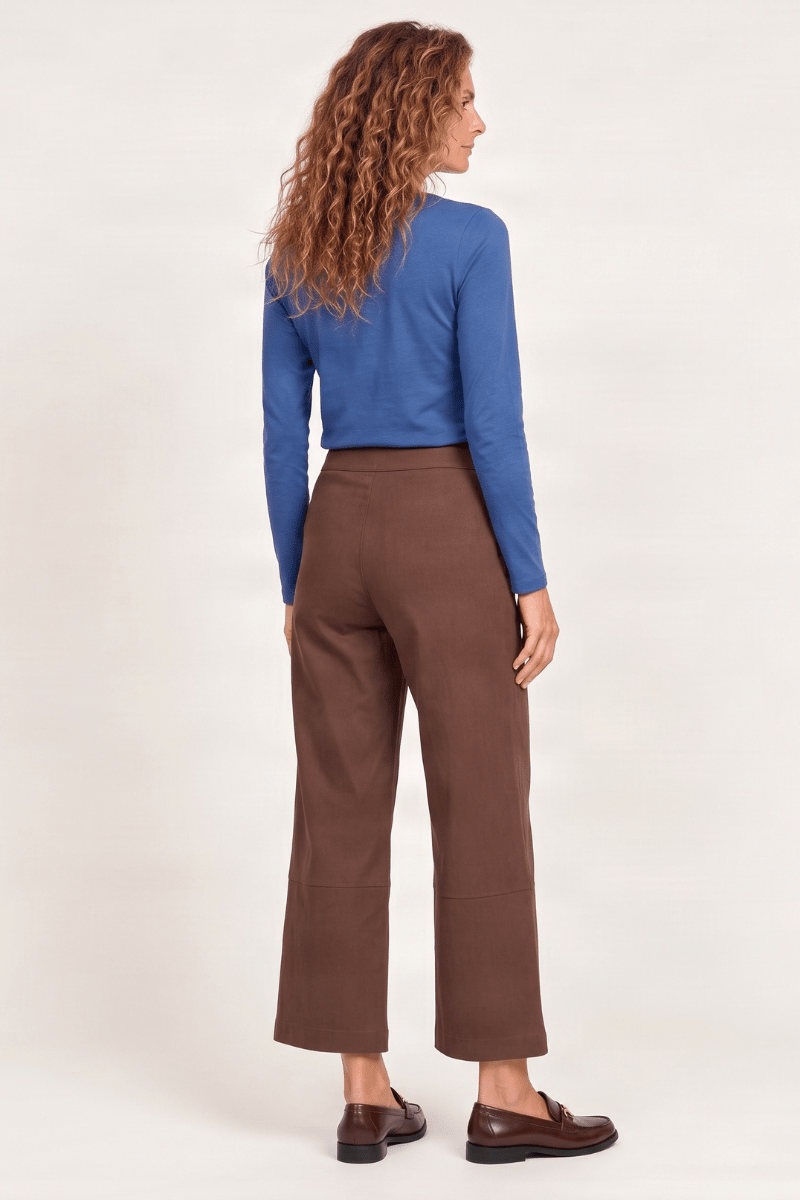 Pantalon antelina marron corte con botones dorados Lolitas&L - lolitasyl.com