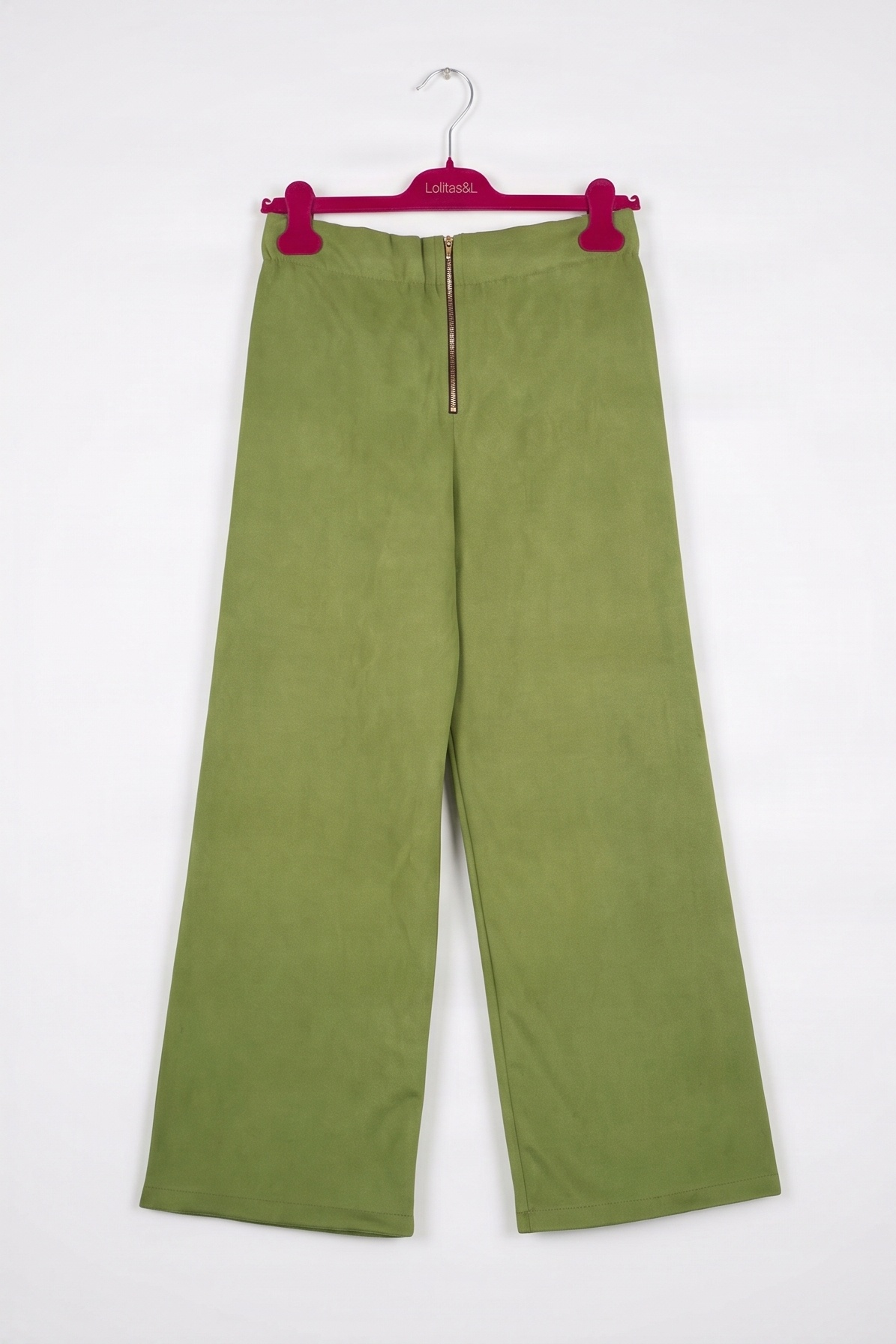 Pantalón de Antelina Verde con Bolsillos Bordados Preloved