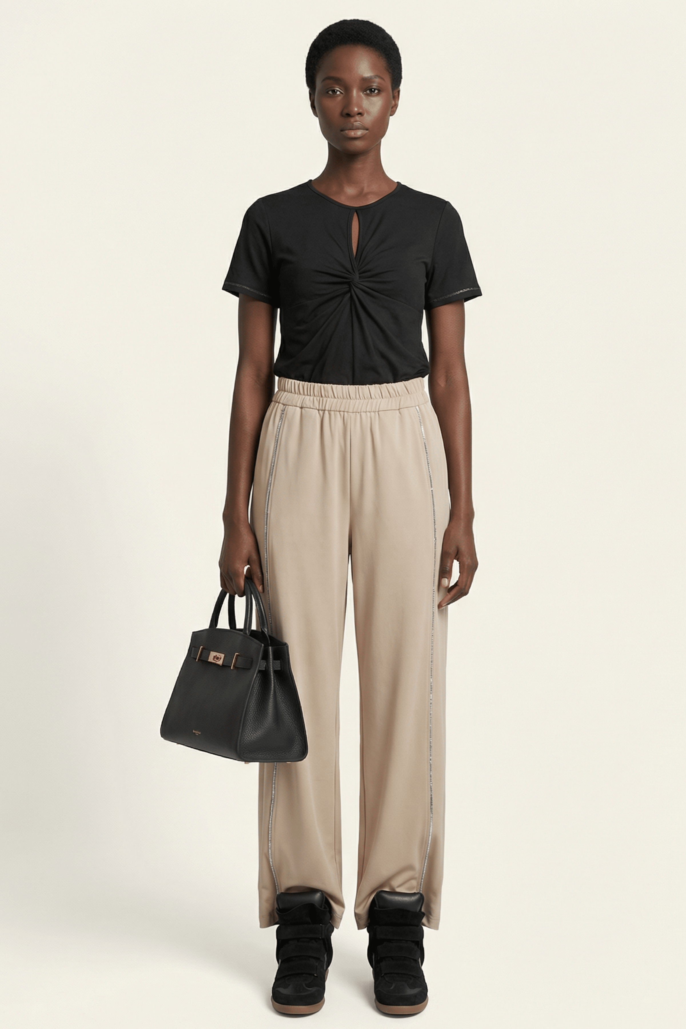 Pantalon beige ballon con goma y strass Lolitas&L - lolitasyl.com