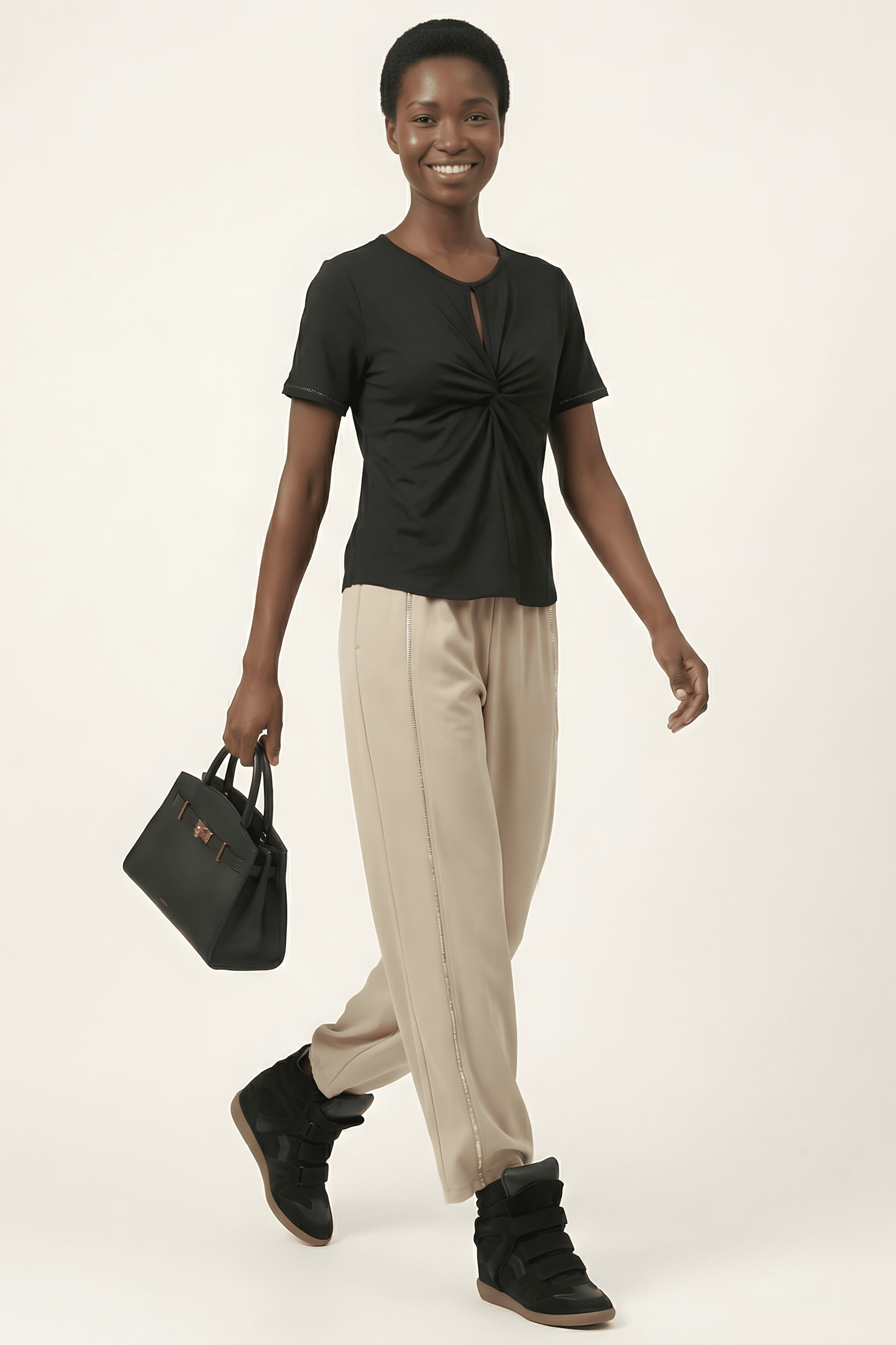 Pantalon beige ballon con goma y strass Lolitas&L - lolitasyl.com