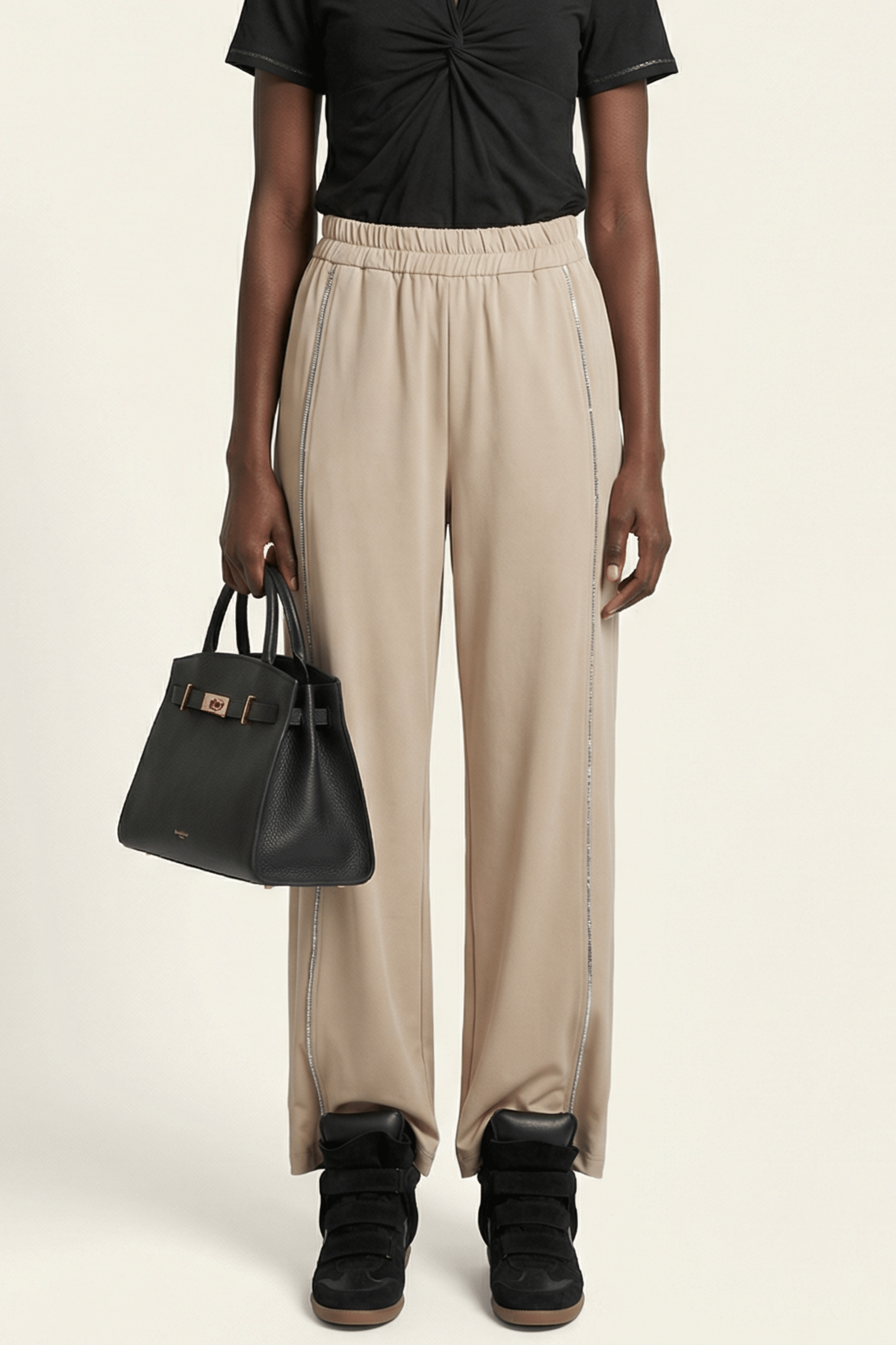 Pantalon beige ballon con goma y strass Lolitas&L - lolitasyl.com