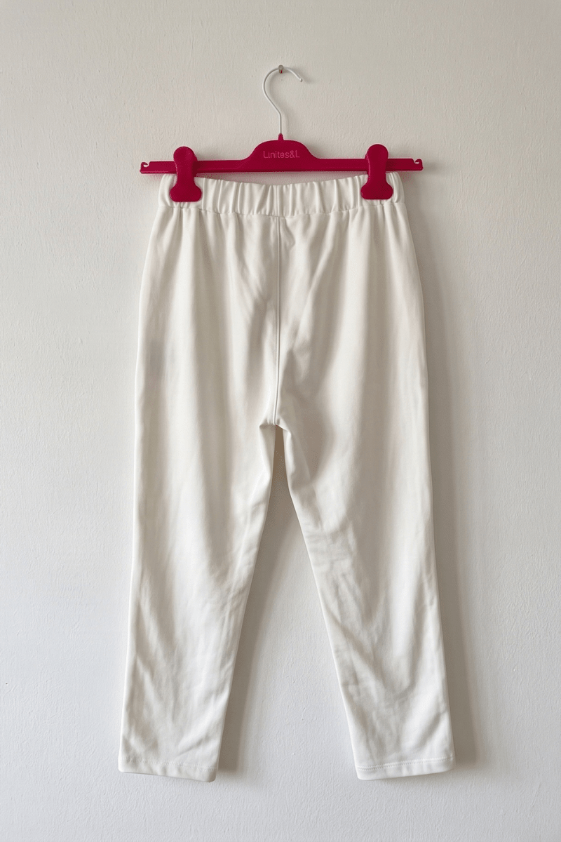 Pantalón Blanco de Punto con Pespuints Multicolor Preloved - lolitasyl.com