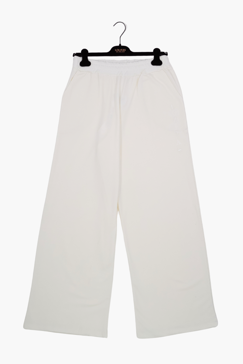Pantalon blanco Preloved con goma y logo Lolitas&L - lolitasyl.com