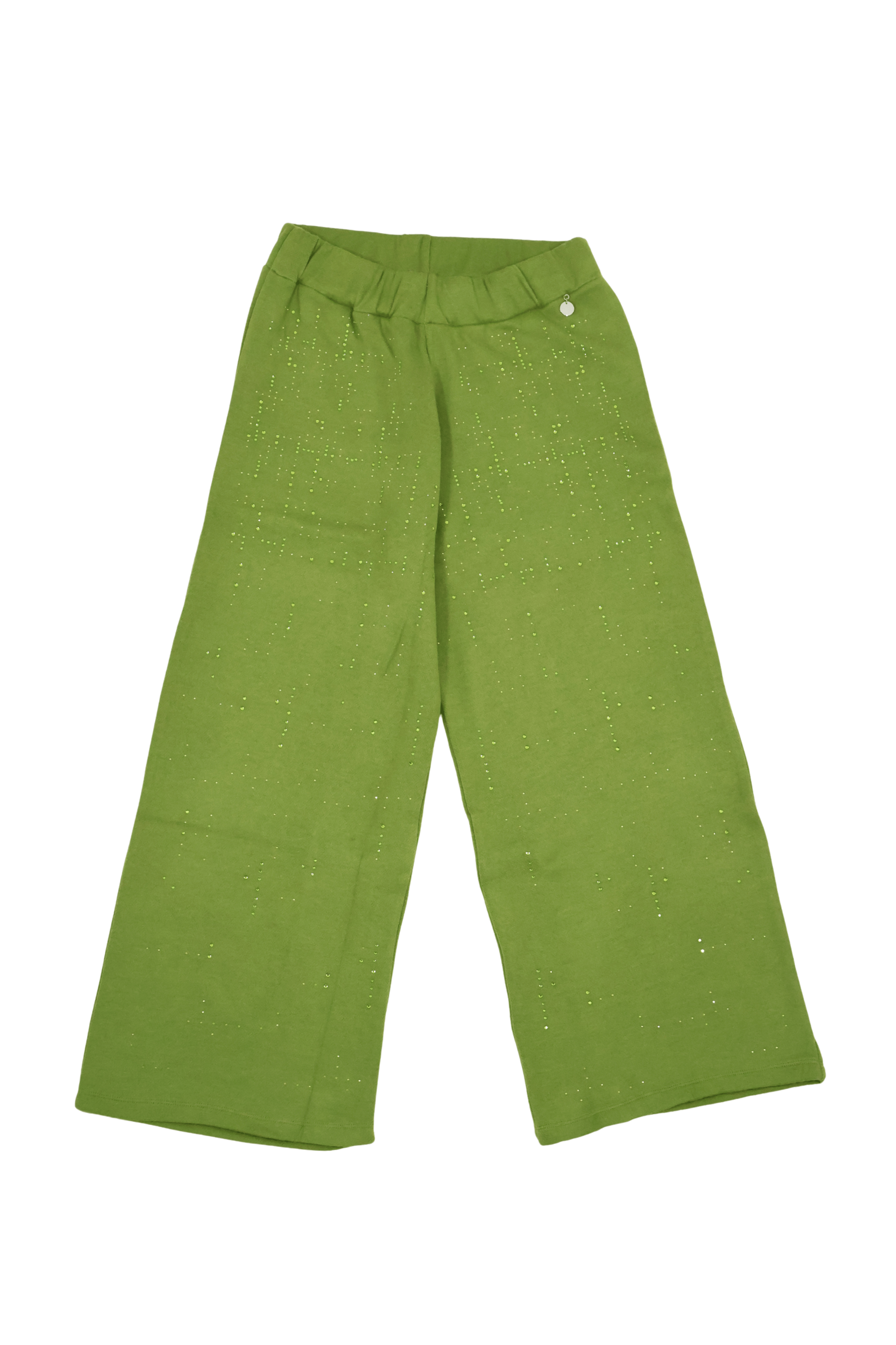 Pantalon de punto verde ancho con strass Lolitas&L - lolitasyl.com