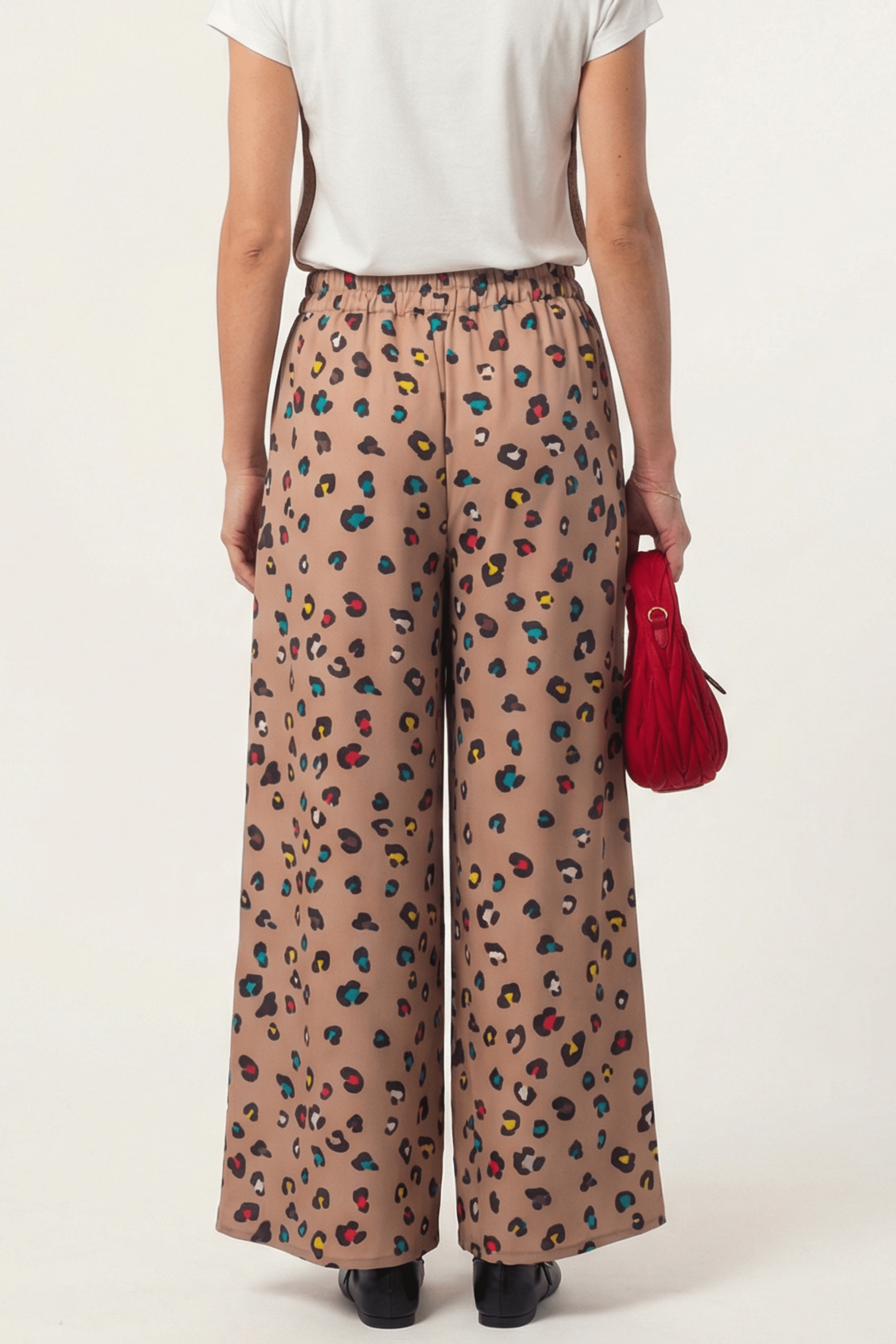Pantalon estampado animal print beige de pierna ancha Lolitas&L - lolitasyl.com