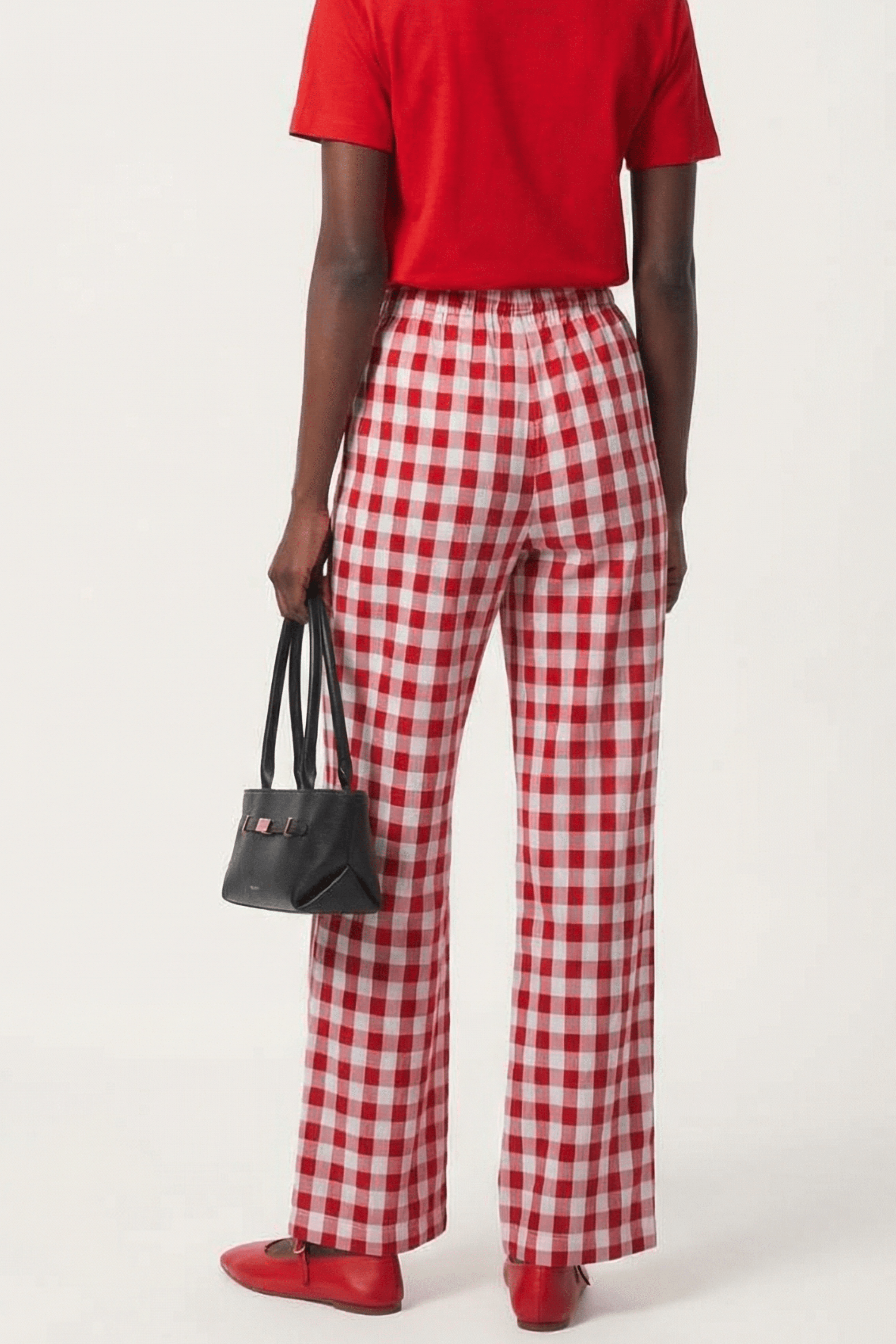 Pantalon estampado cuadros rojo con cinta Lolitas&L - lolitasyl.com