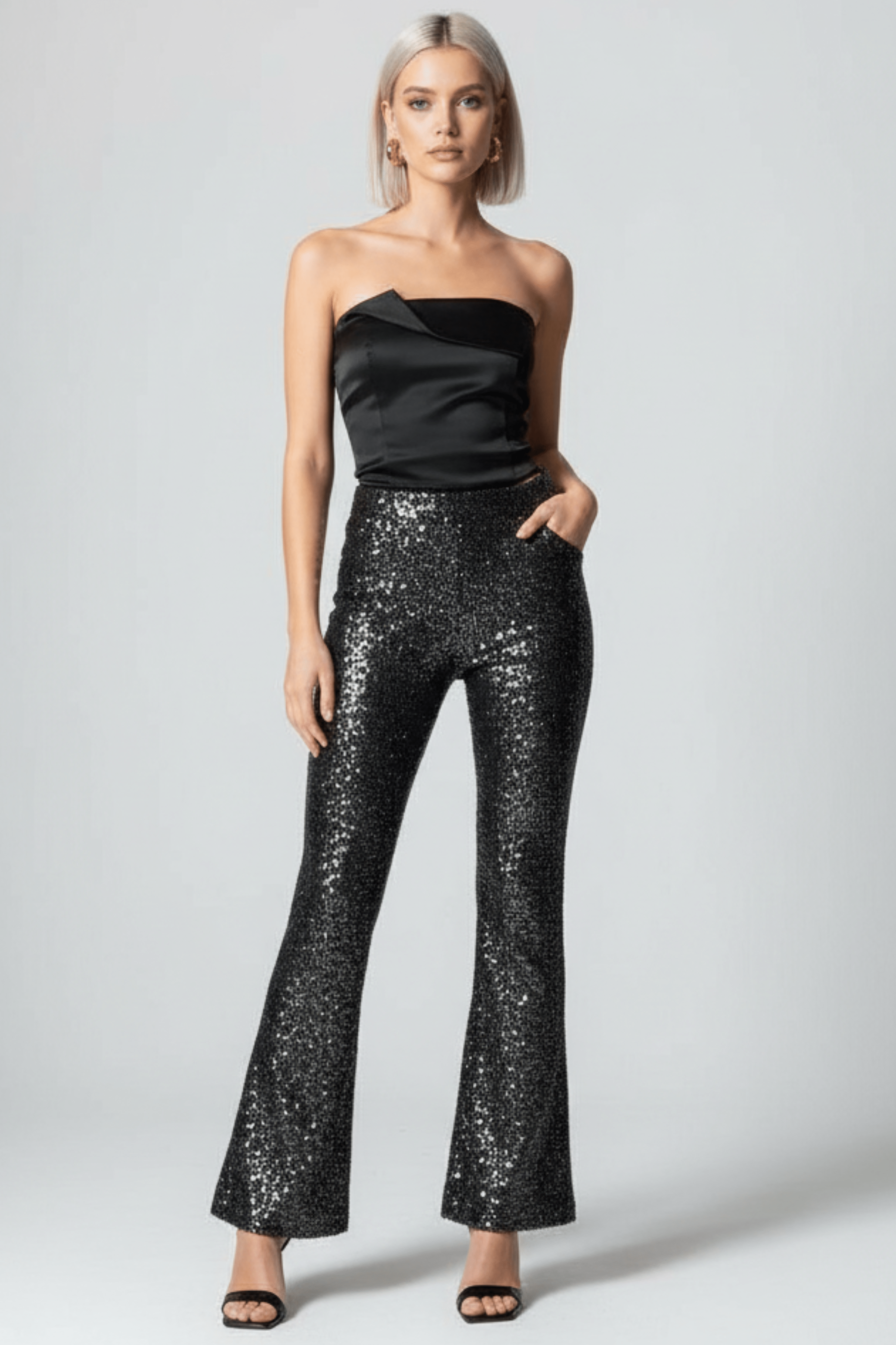 Pantalón gris estampado brillo ajustado LolitasyL - lolitasyl.com