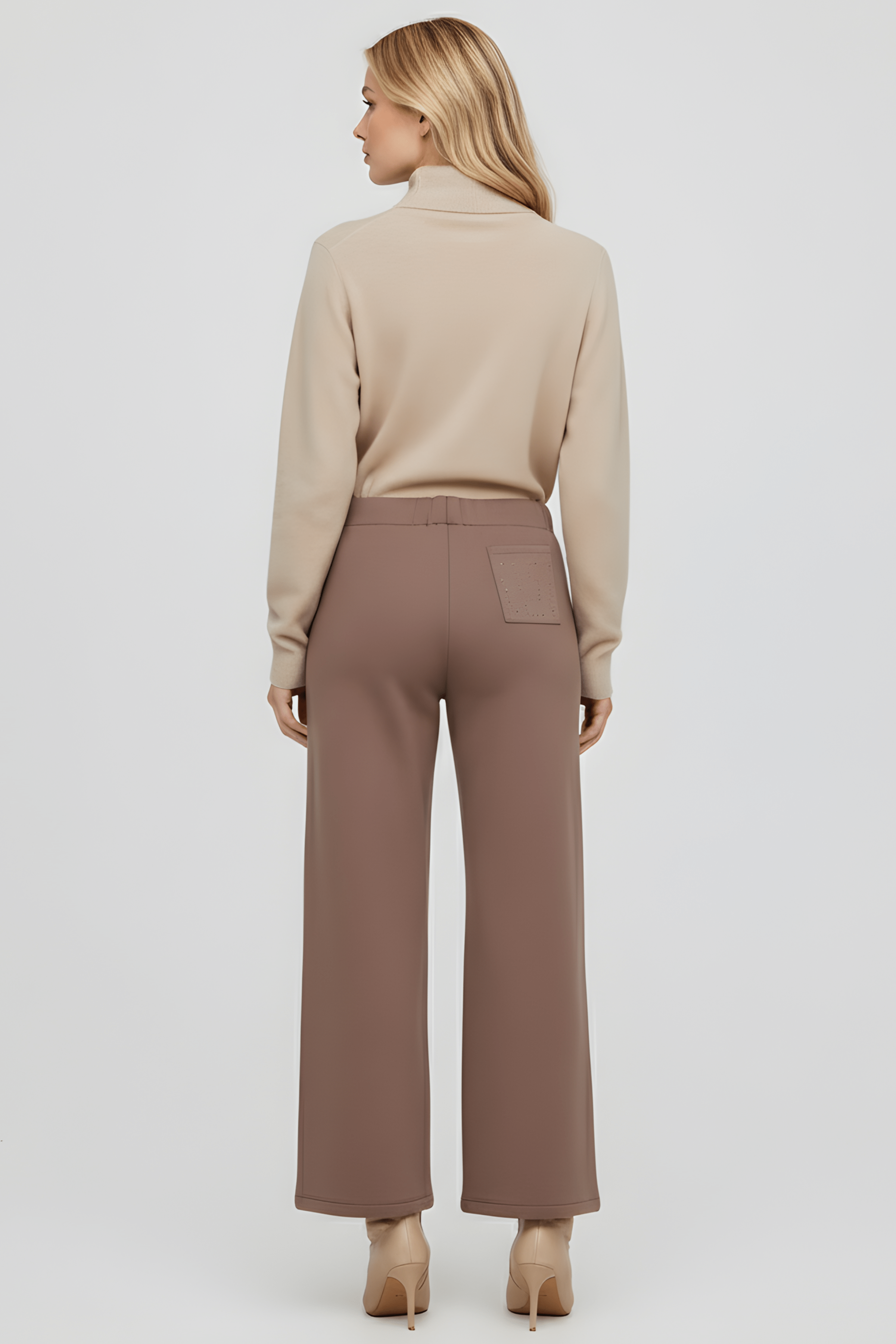 Pantalon marron ancho con strass Lolitas&L - lolitasyl.com