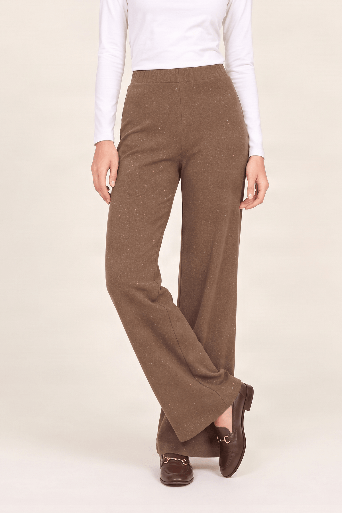 Pantalon marron ancho con strass Lolitas&L - lolitasyl.com