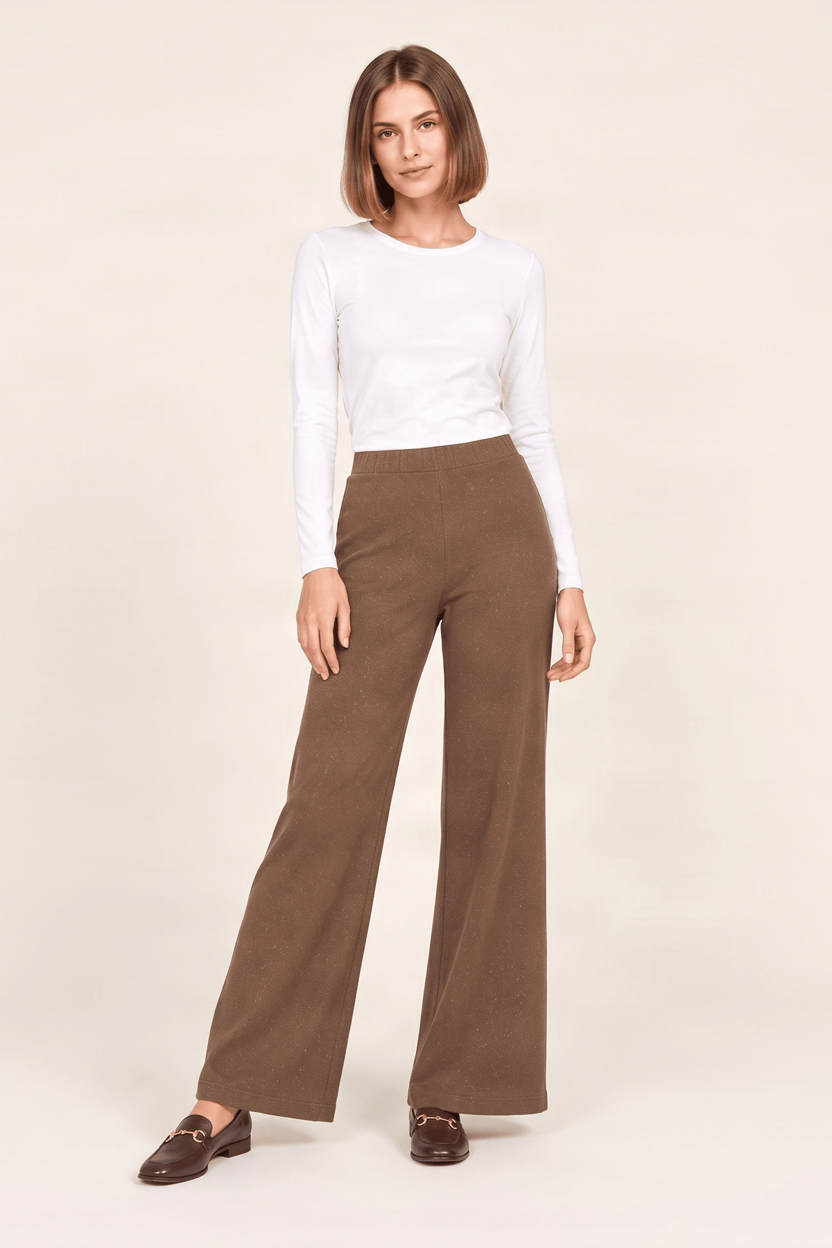 Pantalon marron ancho con strass Lolitas&L - lolitasyl.com