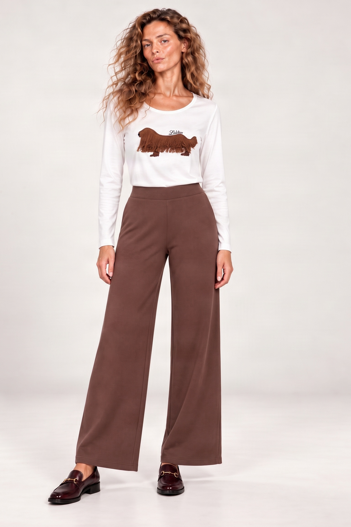 Pantalon marron ancho goma en la cintura Lolitas&L