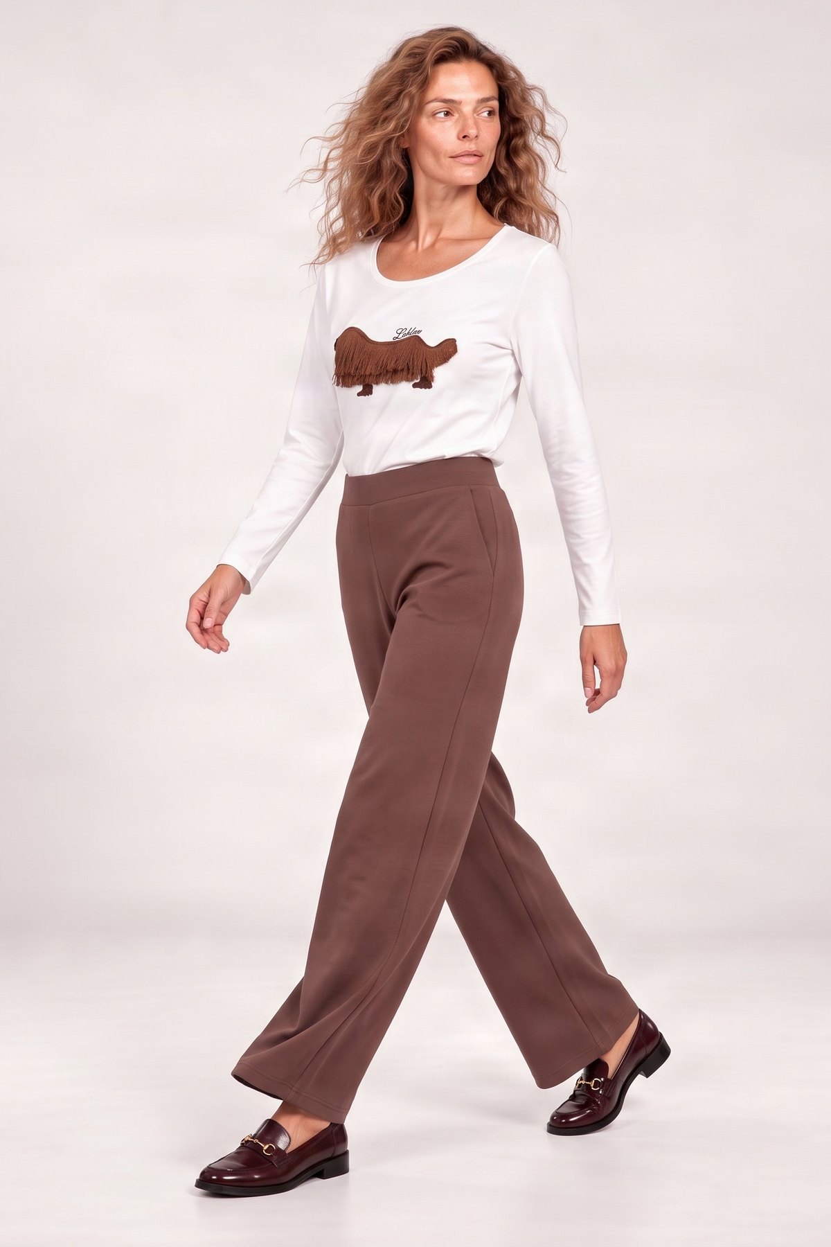 Pantalon marron ancho goma en la cintura Lolitas&L