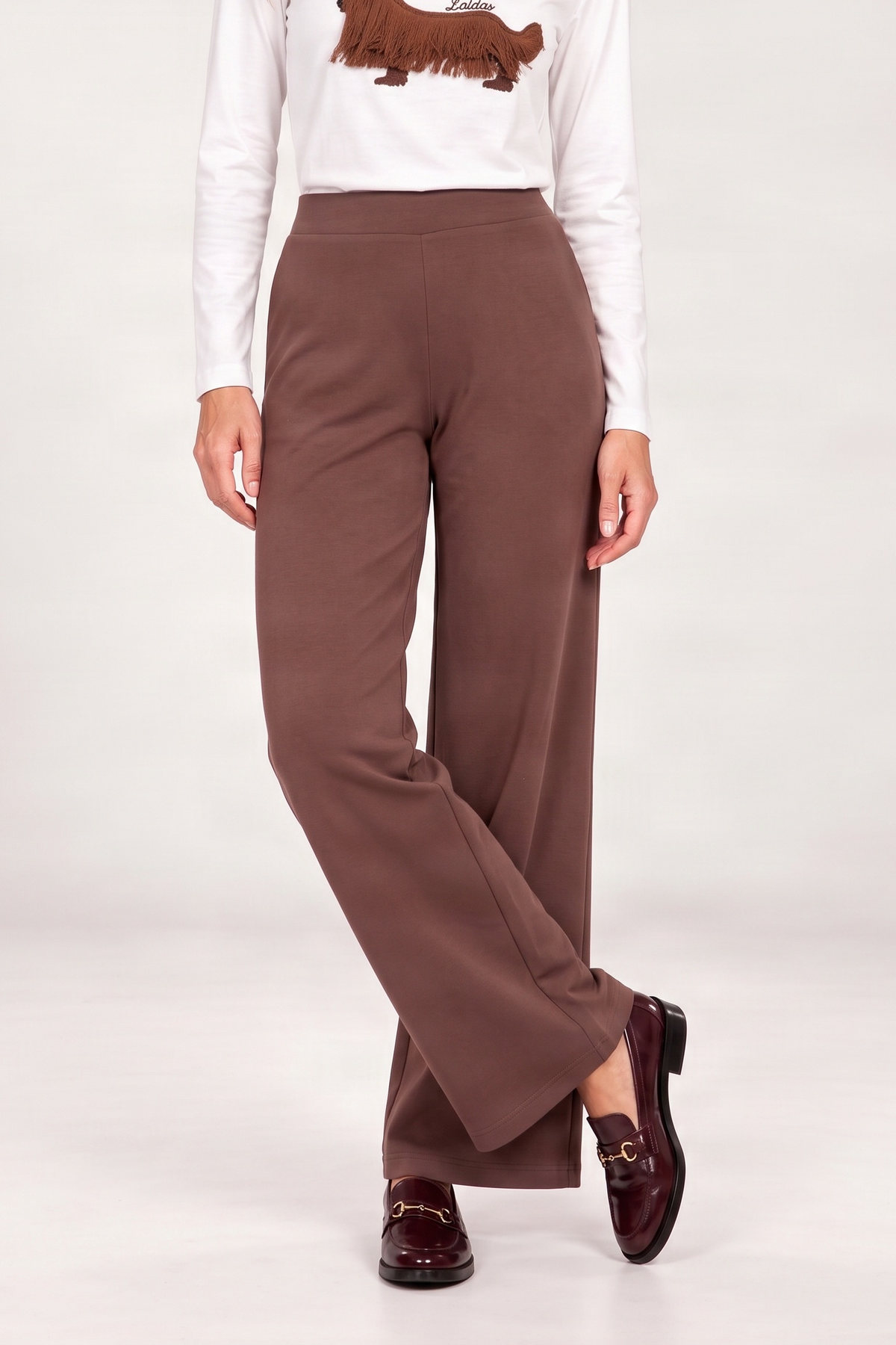 Pantalon marron ancho goma en la cintura Lolitas&L