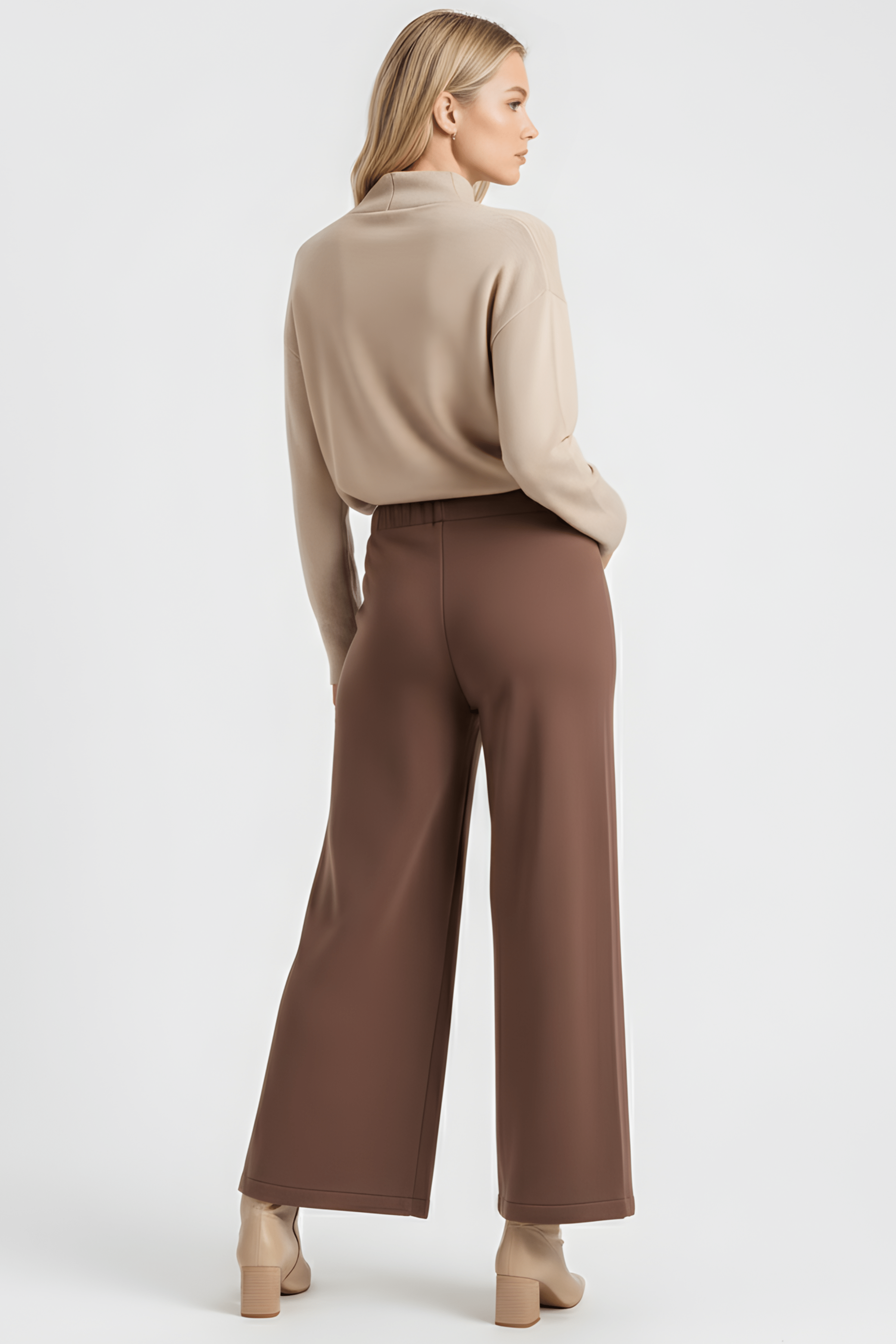 Pantalon marron ancho goma en la cintura Lolitas&L - lolitasyl.com