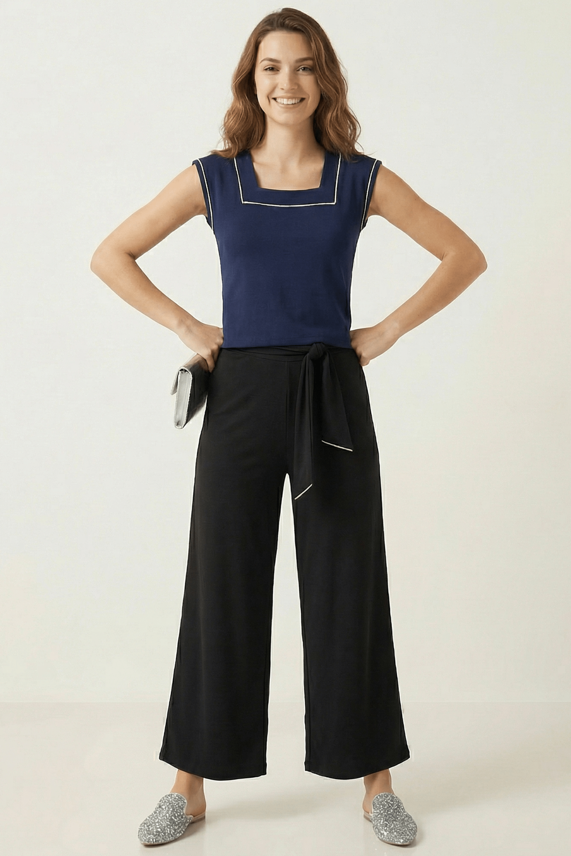 Pantalón negro amplio con cinturon lourex Lolitas&L - lolitasyl.com