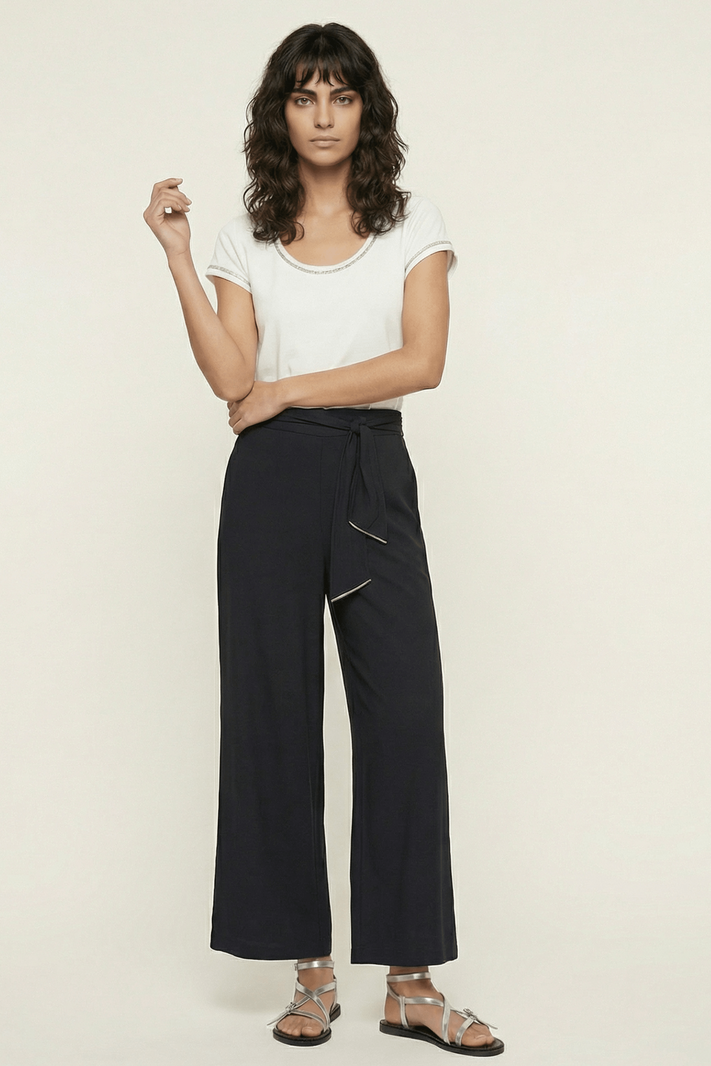 Pantalón negro amplio con cinturon lourex Lolitas&L - lolitasyl.com