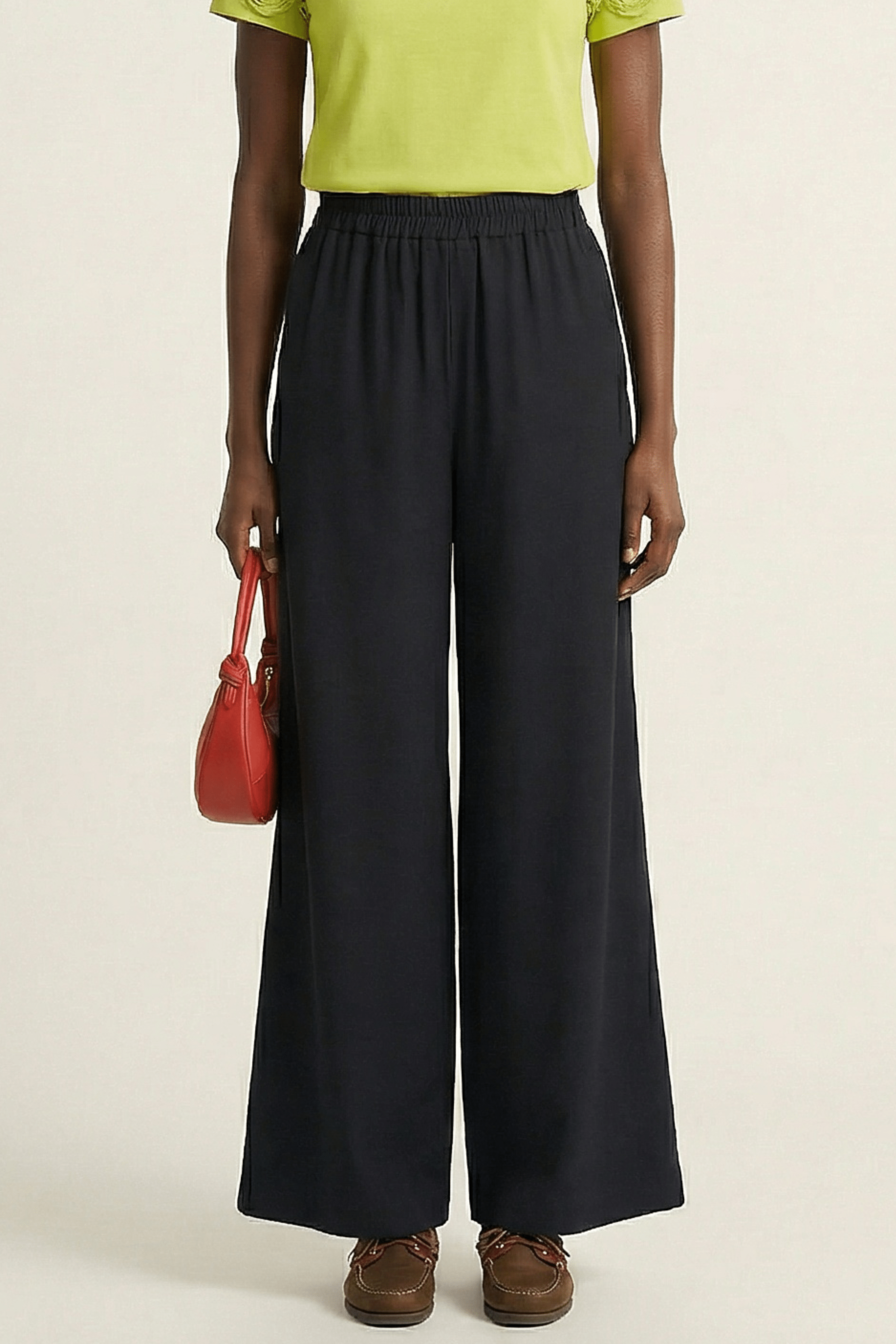 Pantalon negro ancho con goma en la cintura Lolitas&L - lolitasyl.com